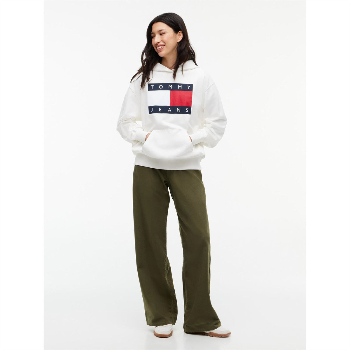 Tommy Jeans Ovs Flag Over The Head Cotton Oversized Fit Hoodie