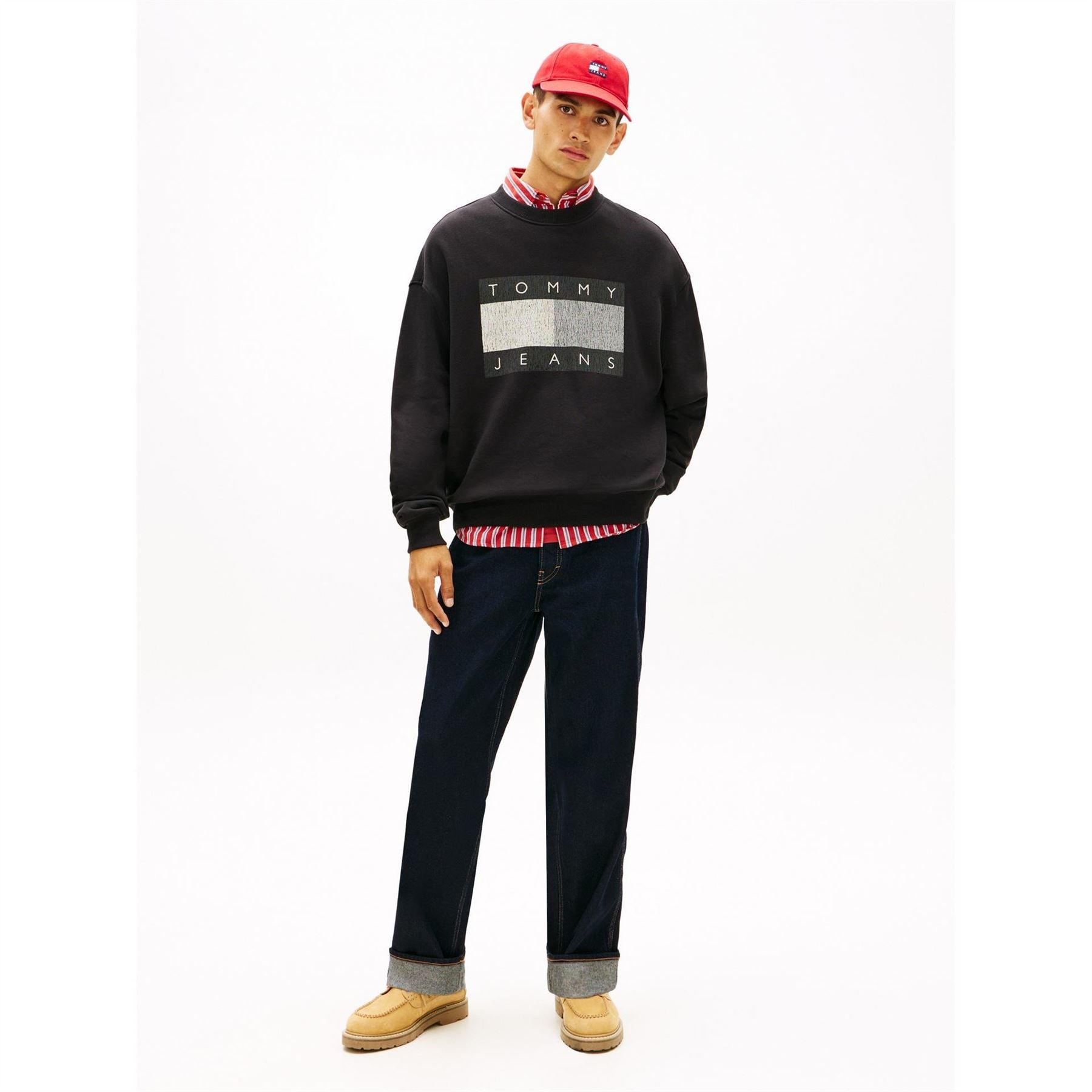 Tommy Jeans Flag Graphic Crew Neck Long Sleeve Sweatshirt