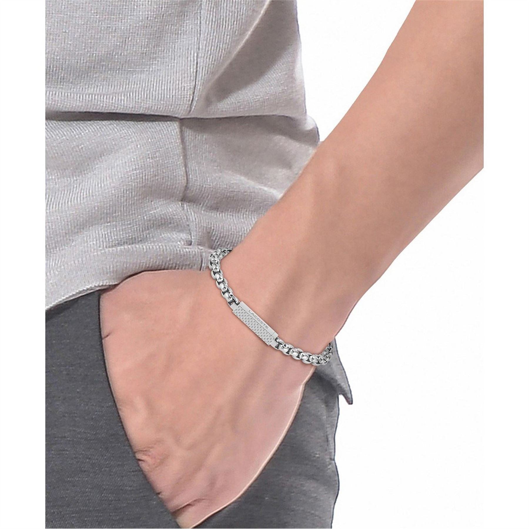 Lacoste Mens Lessentiel Stainless Steel Box Chain Bracelet
