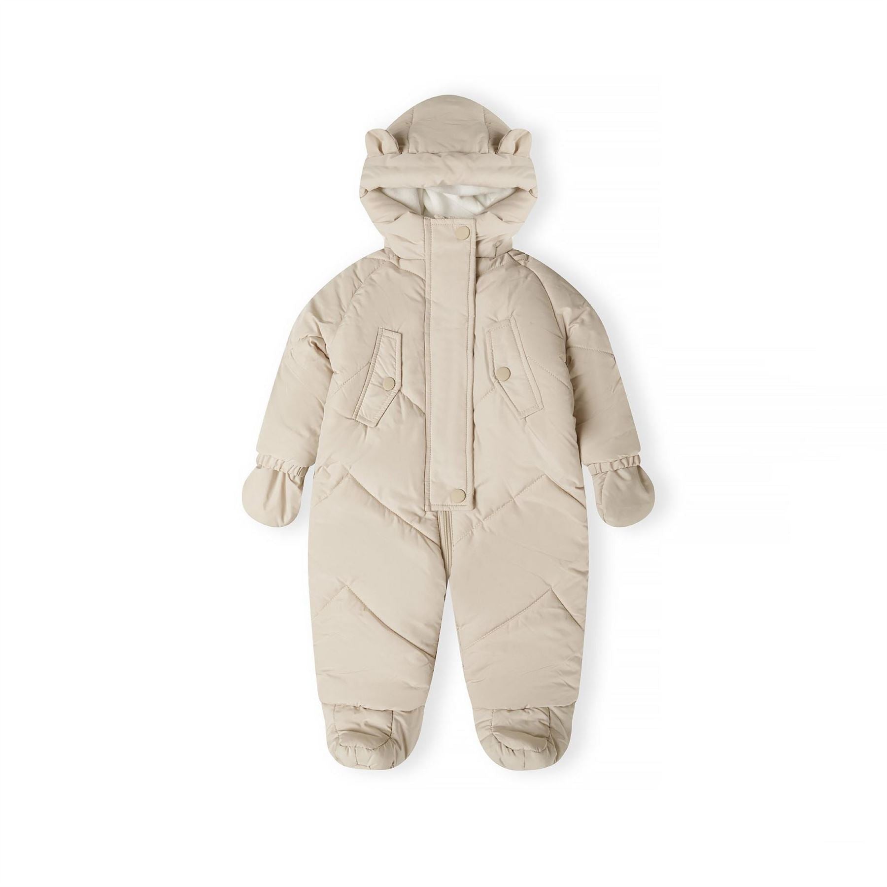 Minoti Boys Snowsuit With Ears Fleece Lining And Mittens Grey
