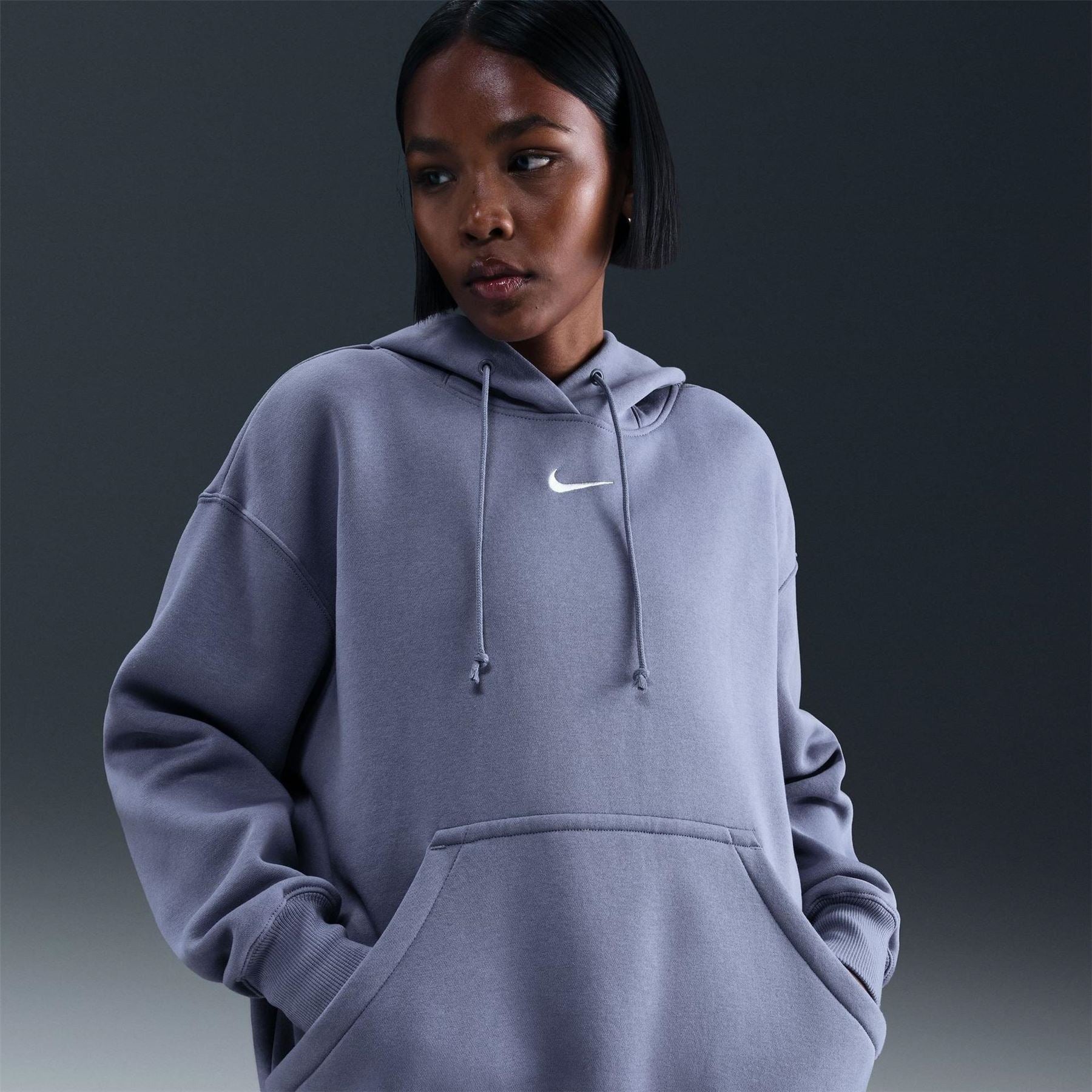 Nike Phoenix Fleece Oversize Fit Drop Shoulder Long Sleeve Hooded Neck Sweatshirt