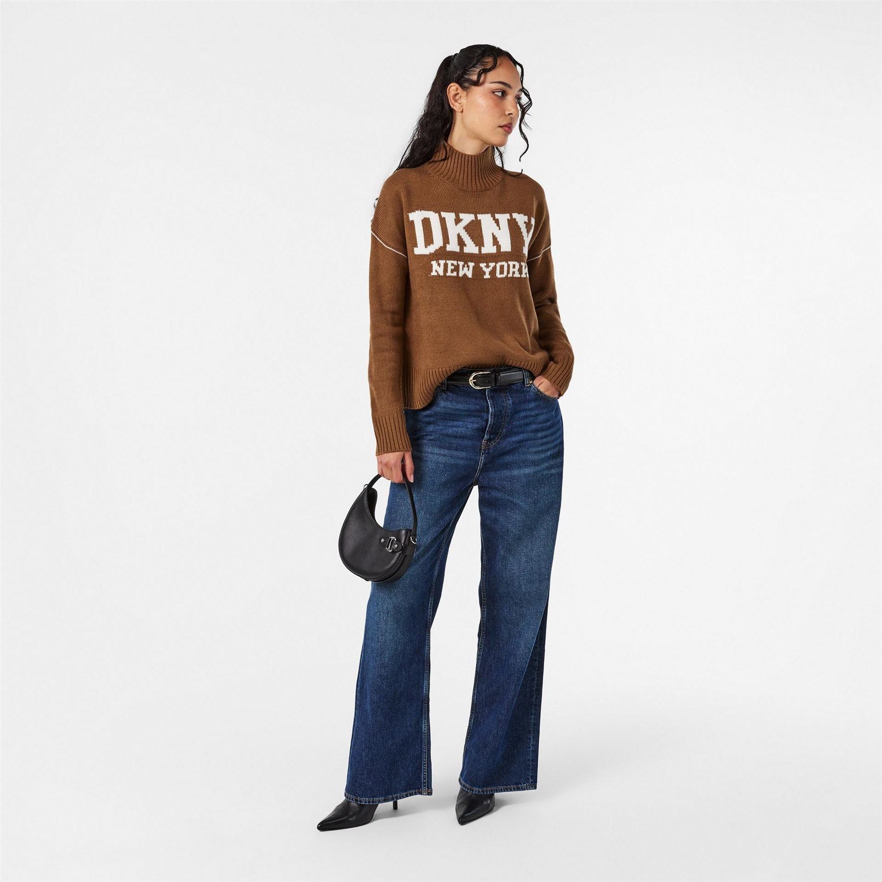 DKNY Logo Knitted Turtle Neck Jumper