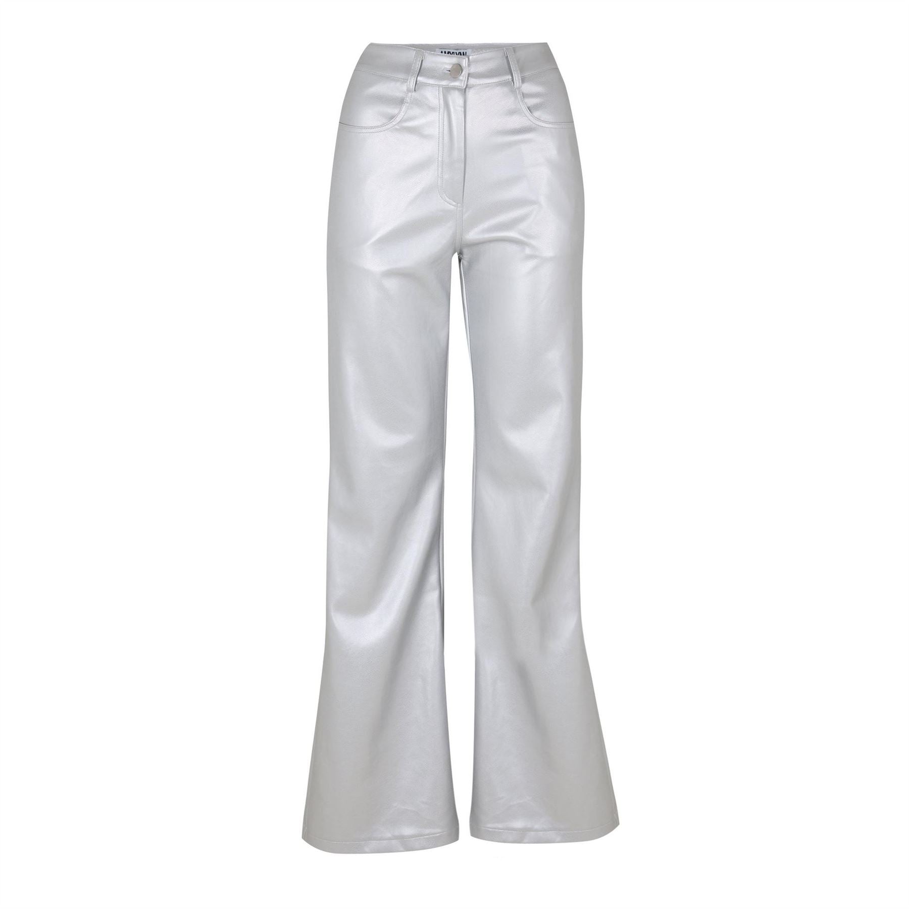 AmyLynn Lupe Metal Badge Solid Patterned Flared Trousers