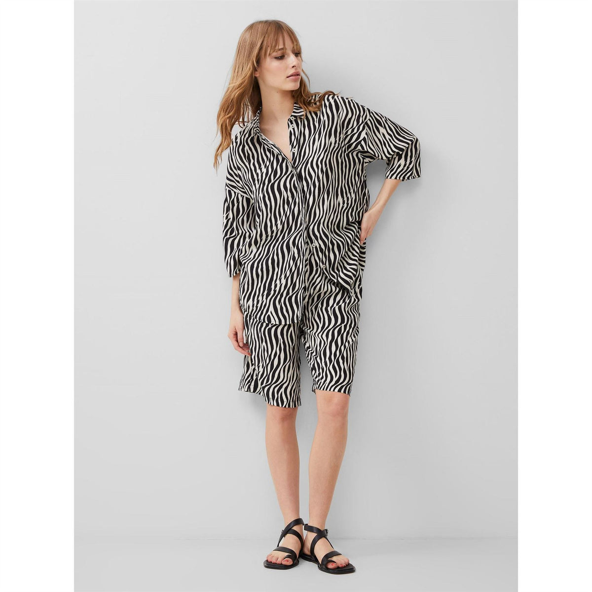French Connection Seine Delph Collared Neck Knee Length Shirtdress