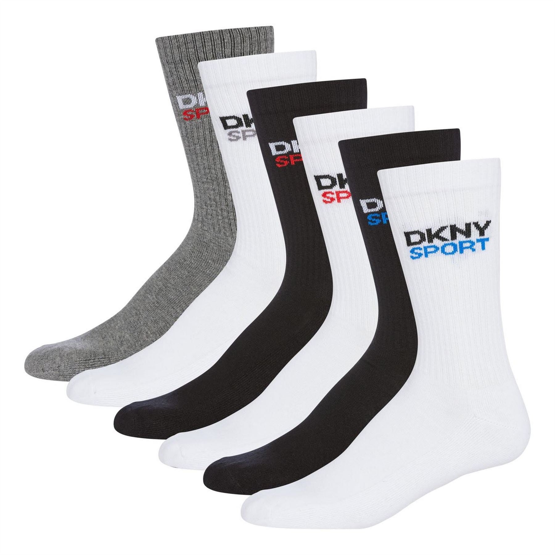 DKNY Mens 6 Pack Sports Socks Dogwood