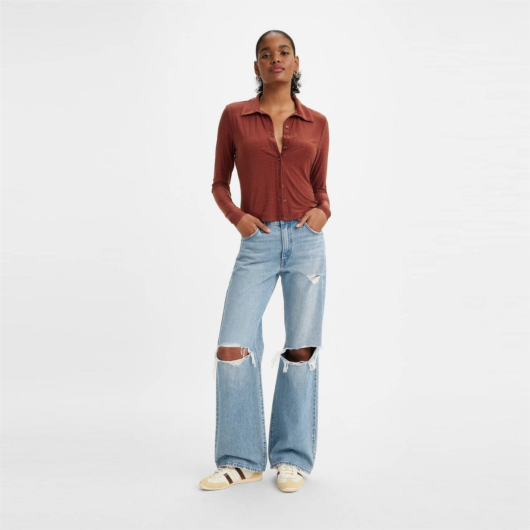 Levis Medium Indigo Baggy Wide Leg Jeans