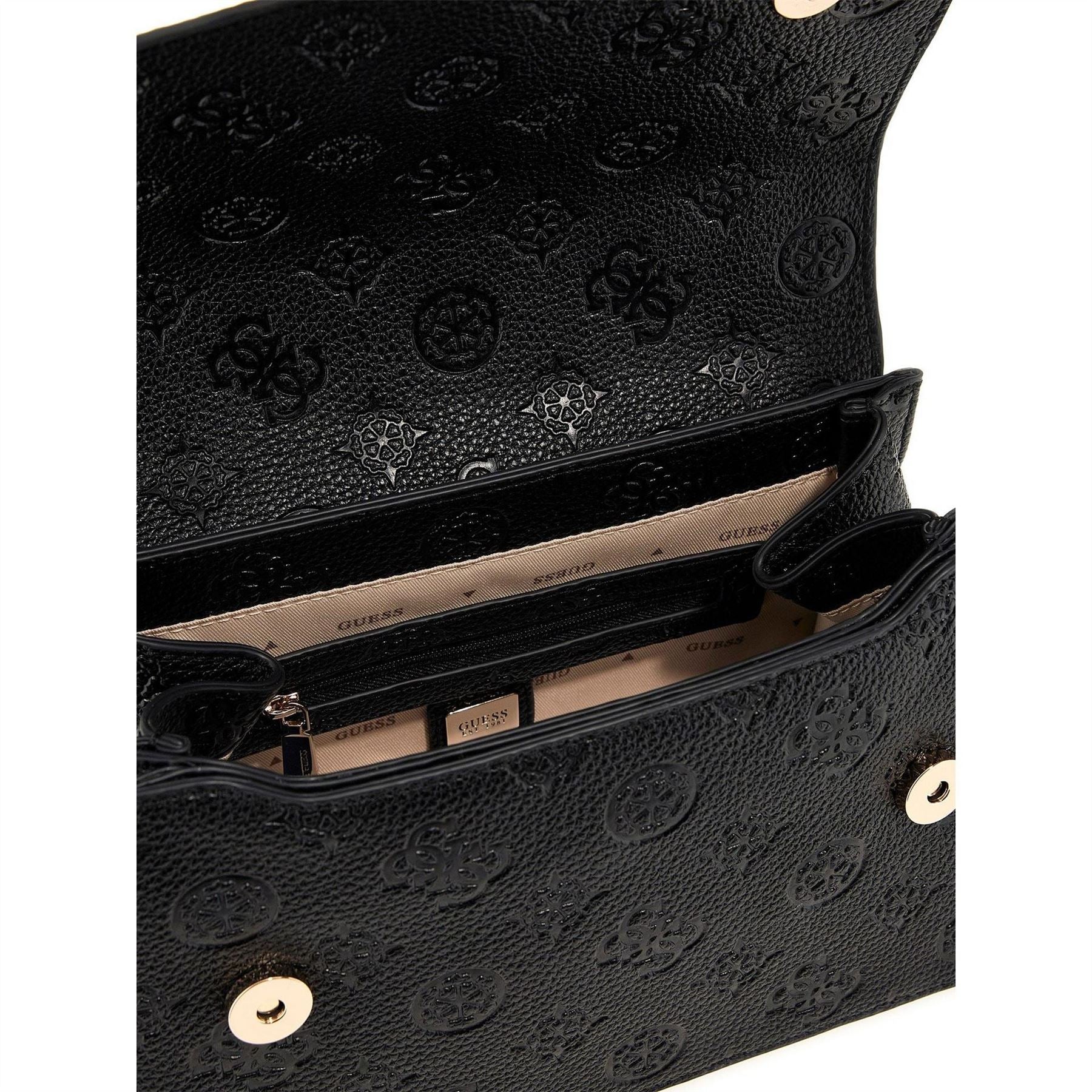 Guess Embossed Logo Cross Body Bag with Silver Tone Hardware