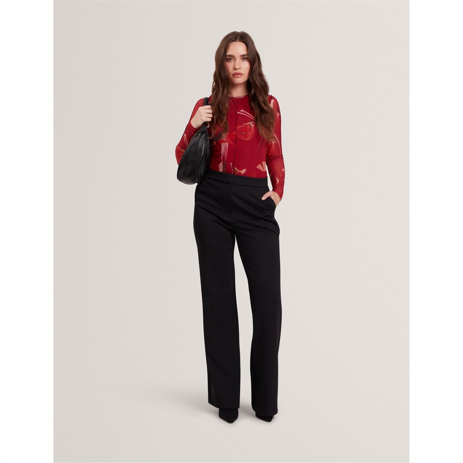 Ted Baker Slim Fit Crew Neck Long Sleeve Mesh Top