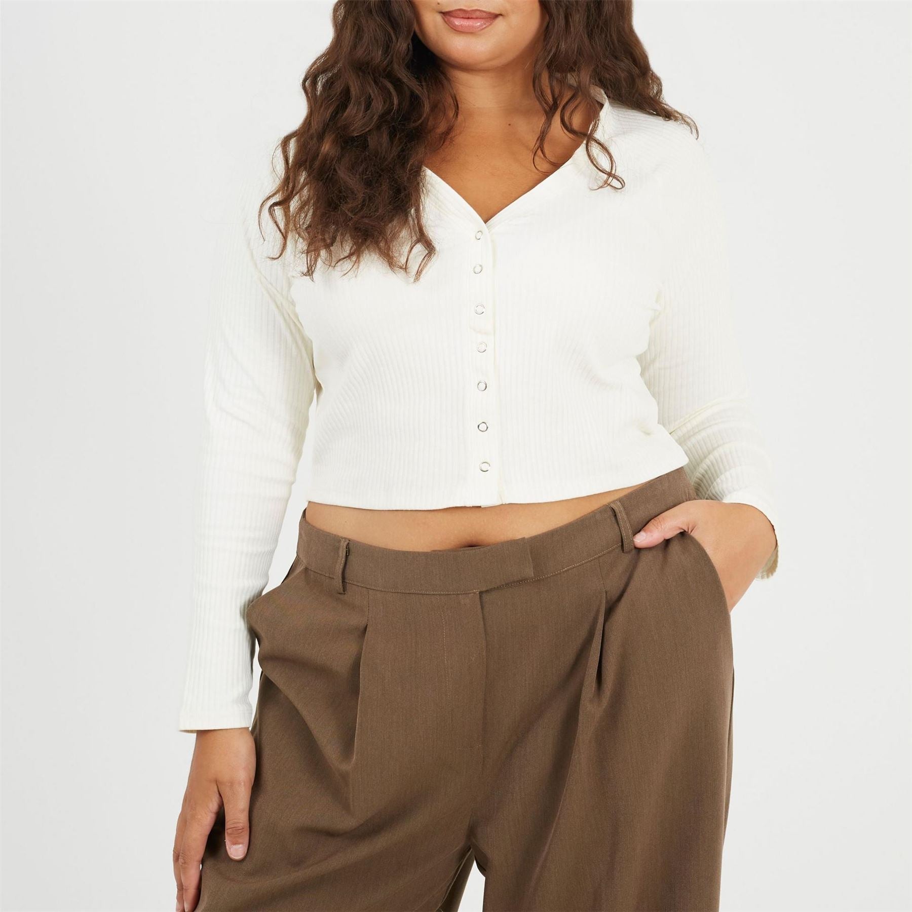 Brave Soul V-Neck Long Sleeve Button Placket Blouse