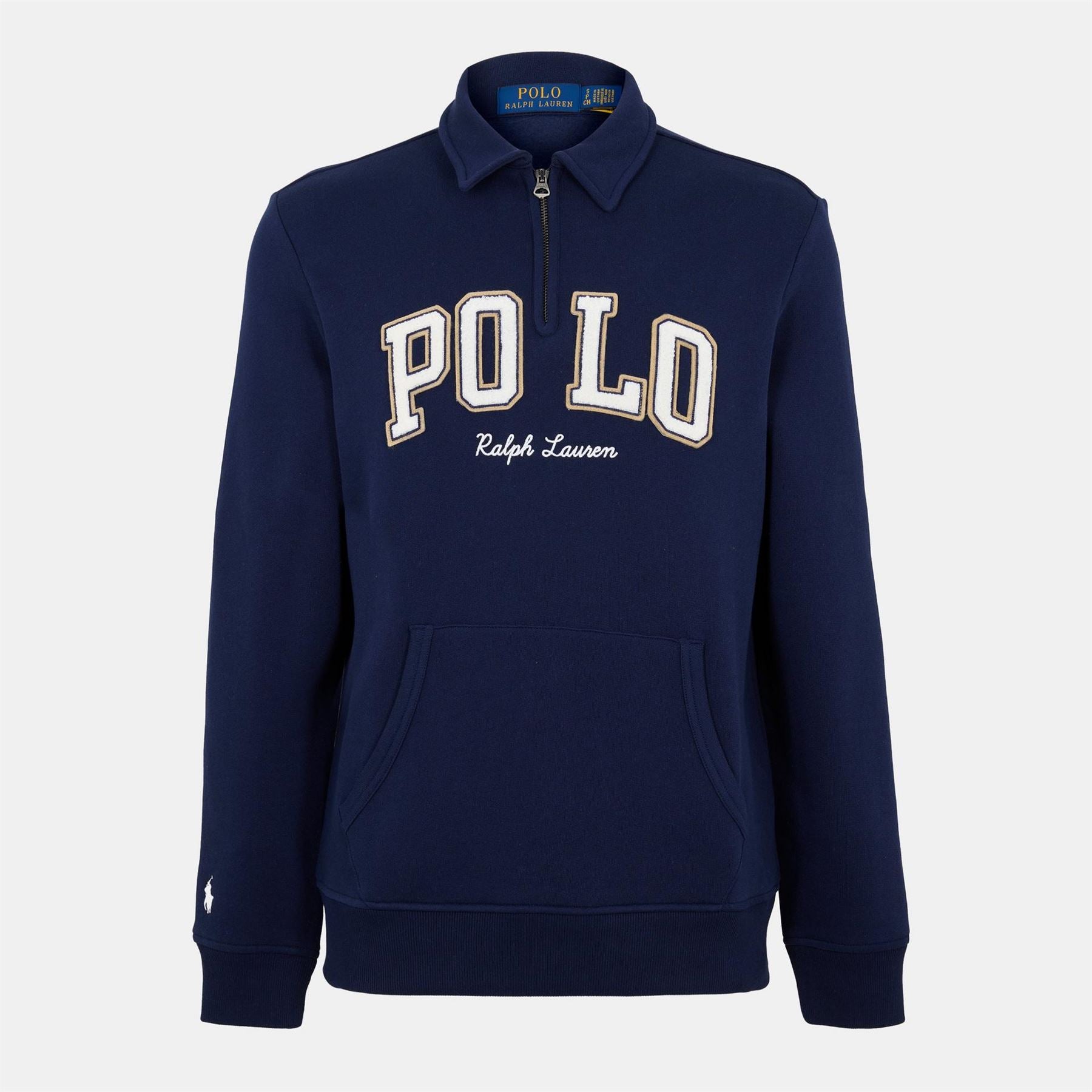Polo Ralph Lauren Solid Patterned Quarter Zipper Ribbed Cuff Sweat Jacket