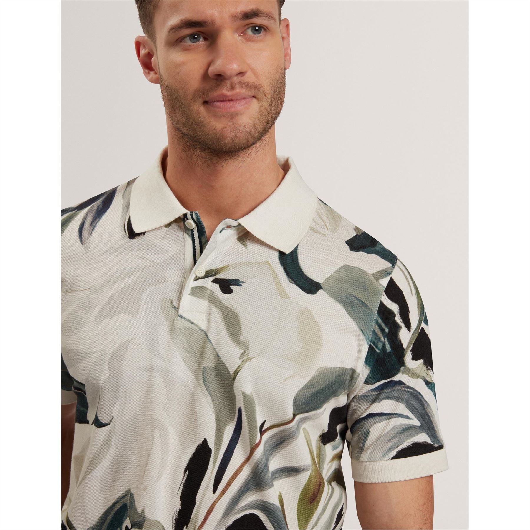 Ted Baker Print Short Sleeve Polo Shirt
