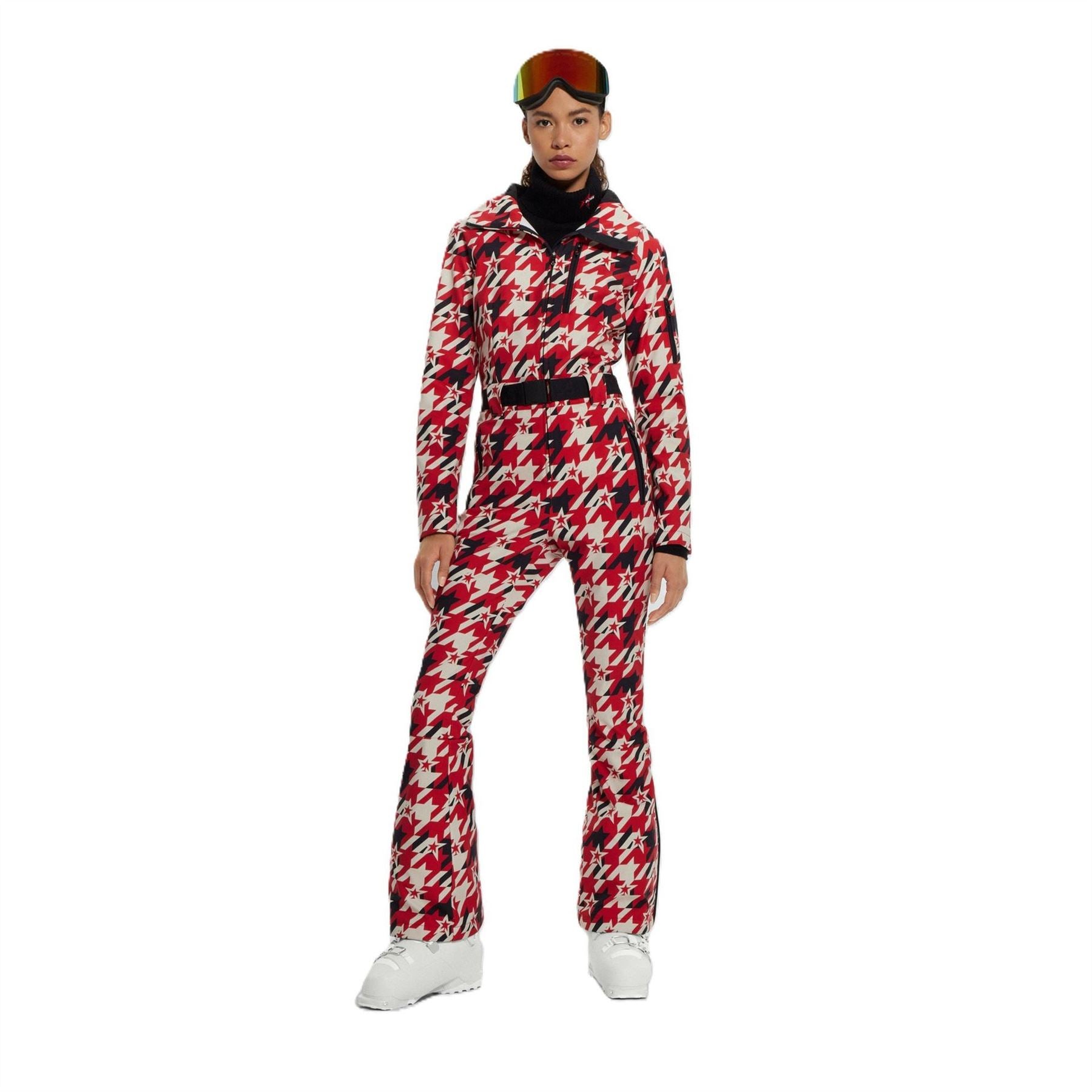 Boss Hooded Neck Long Sleeve Houndstooth Patterned Skisuit