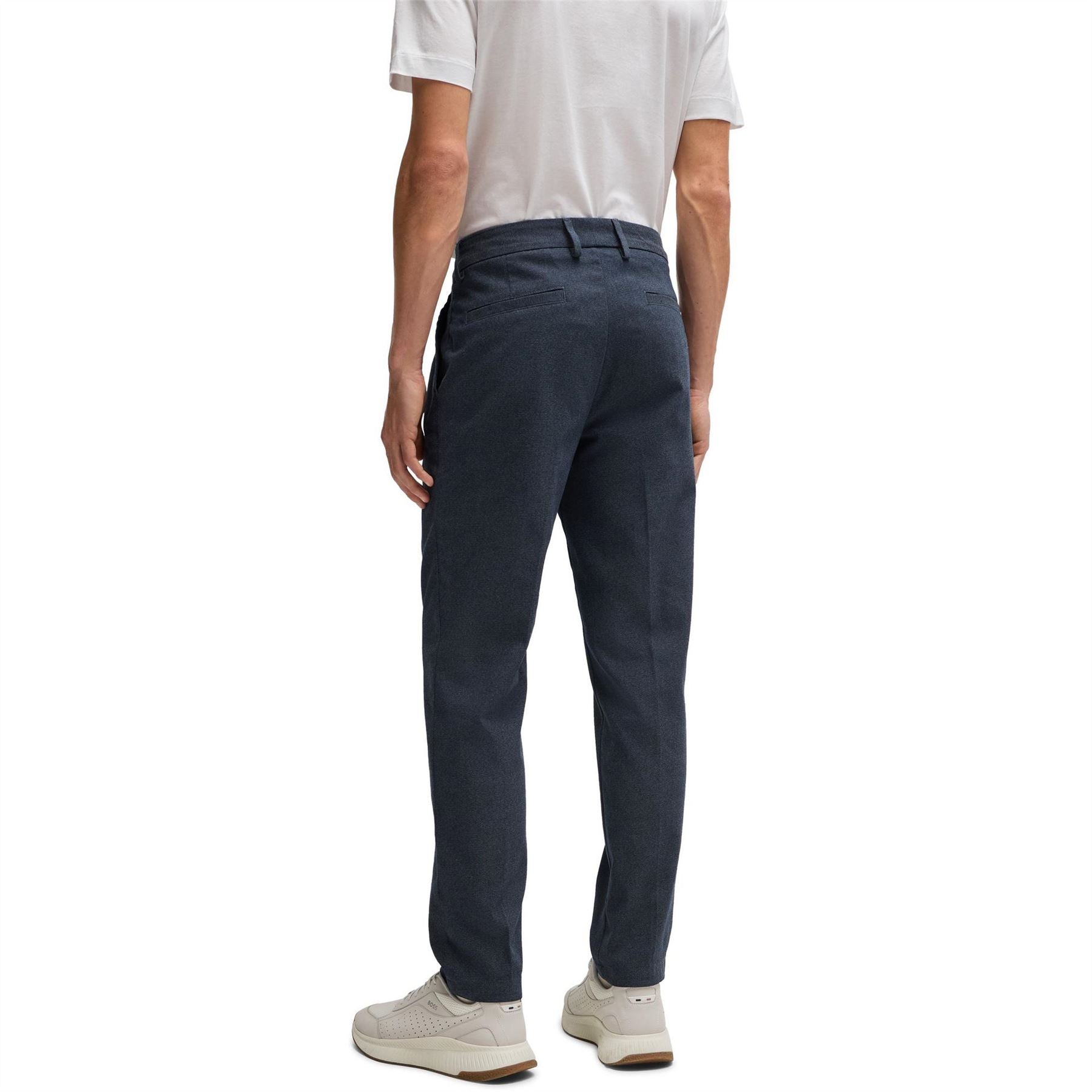 Boss Solid Patterned Straight Leg Trousers