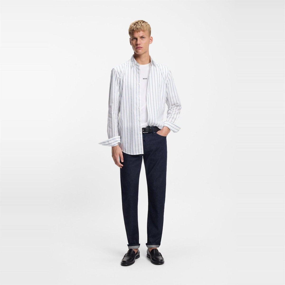 Boss Button Down Collar Collared Neck Long Sleeve Shirt