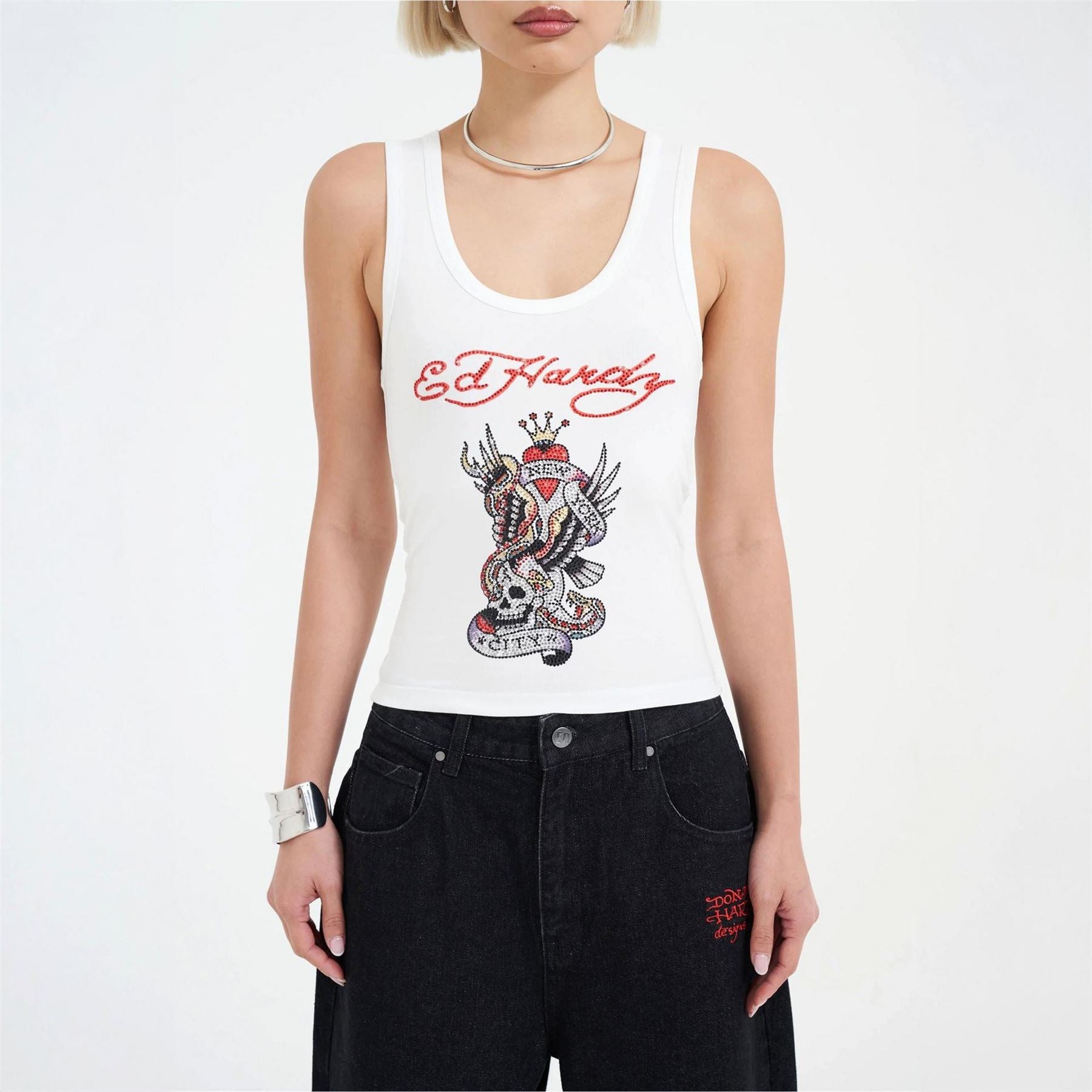 Ed Hardy Nyc Scoop Neck Crop Tank