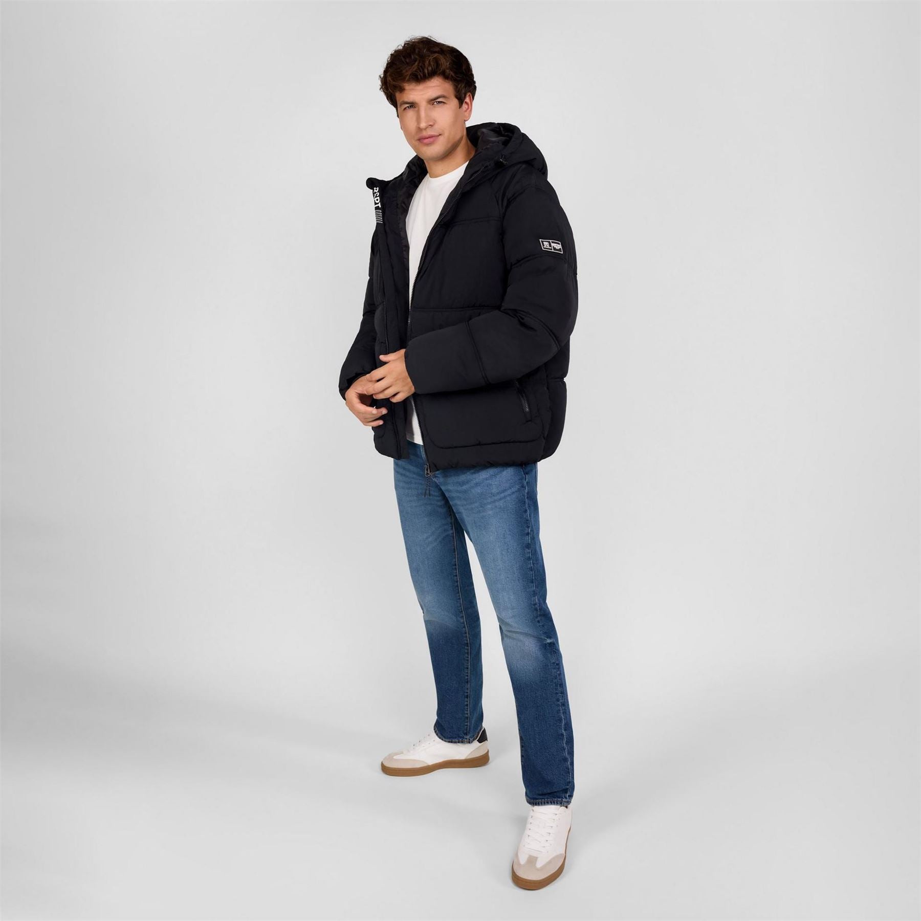 Minoti Boys Quilted Jacket With Hood And Zip Pockets Black