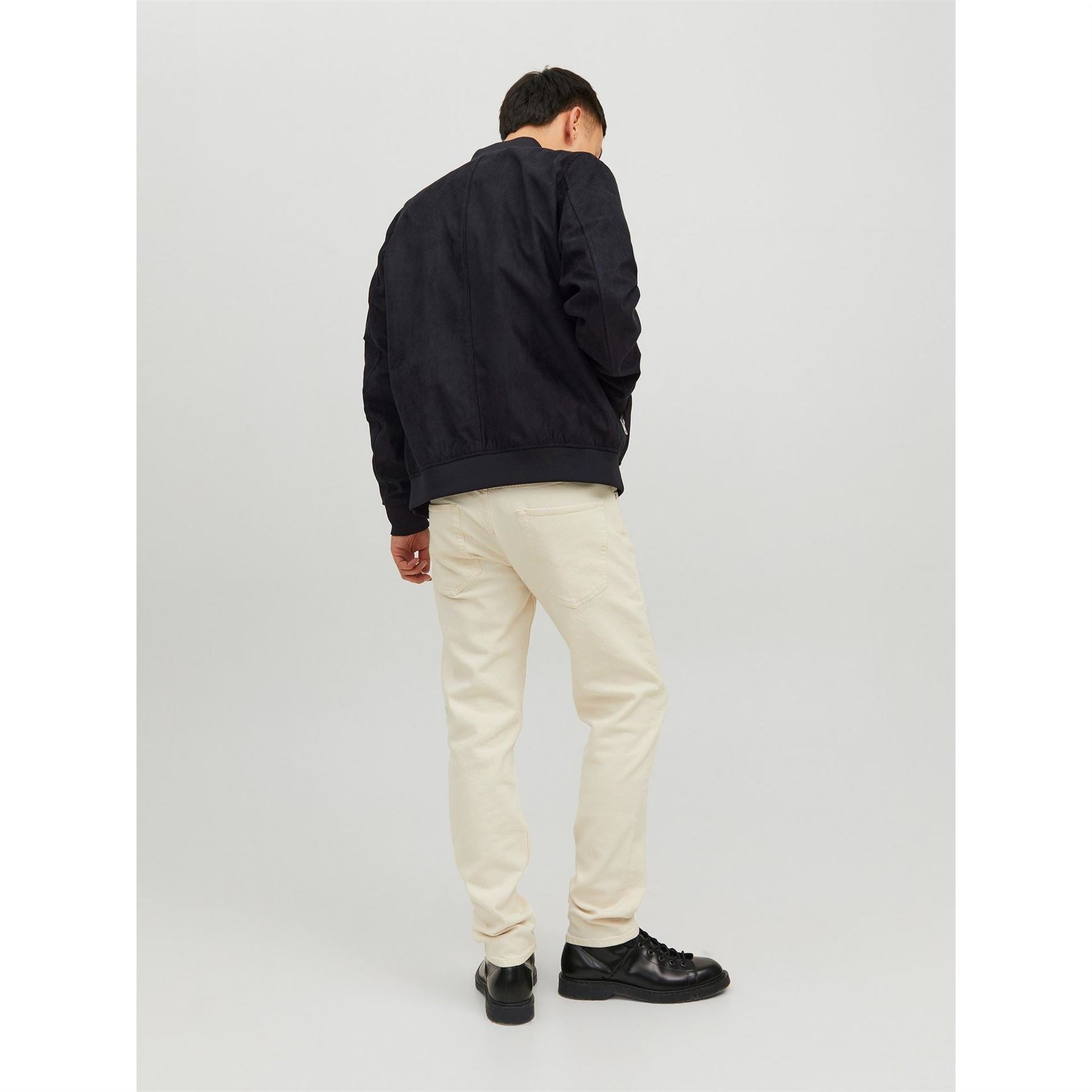 Jack and Jones Faux Suede Bomber Rib Crew Neck Jacket