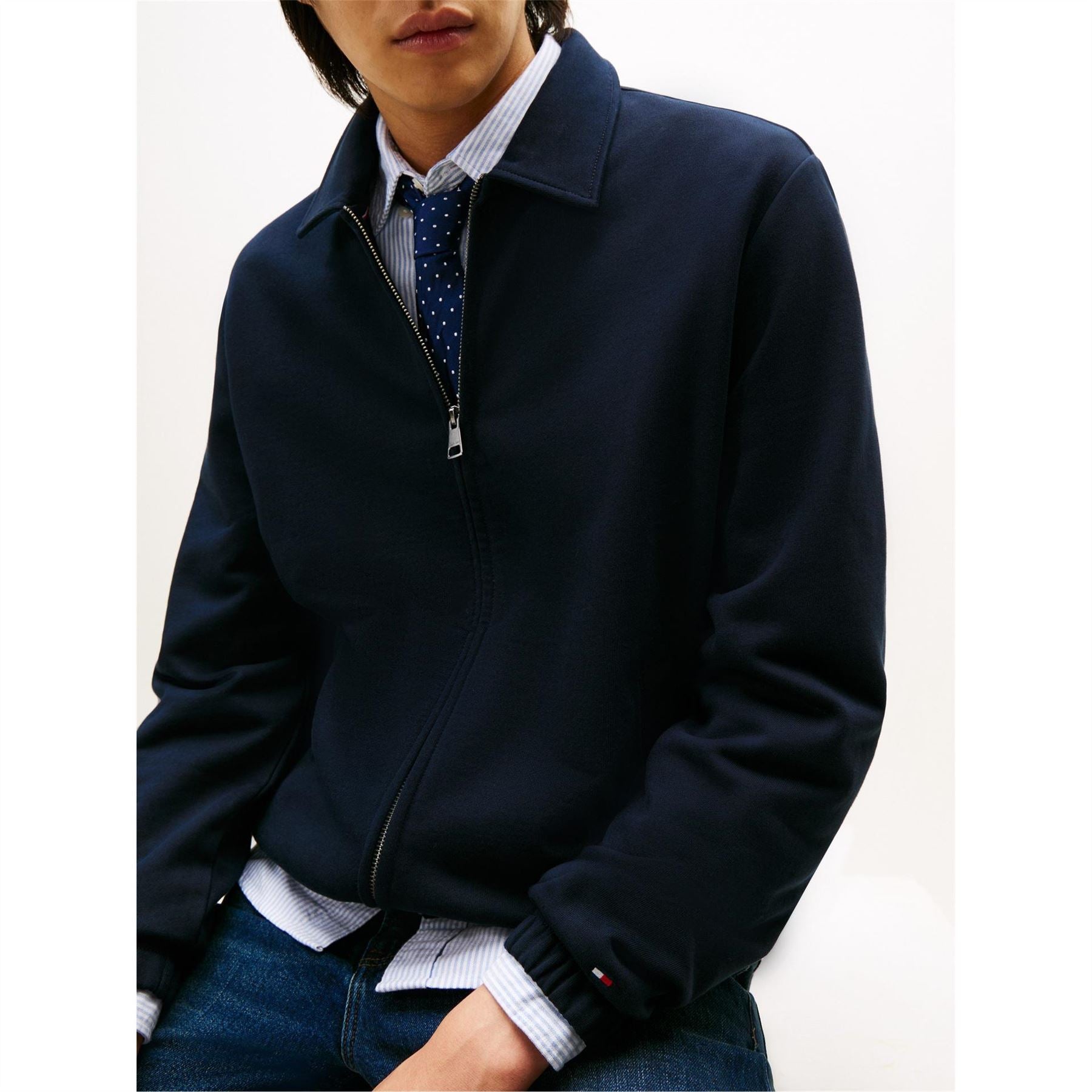 Tommy Hilfiger Terry Solid Patterned Harrington Jacket with Side and Zipped Pockets