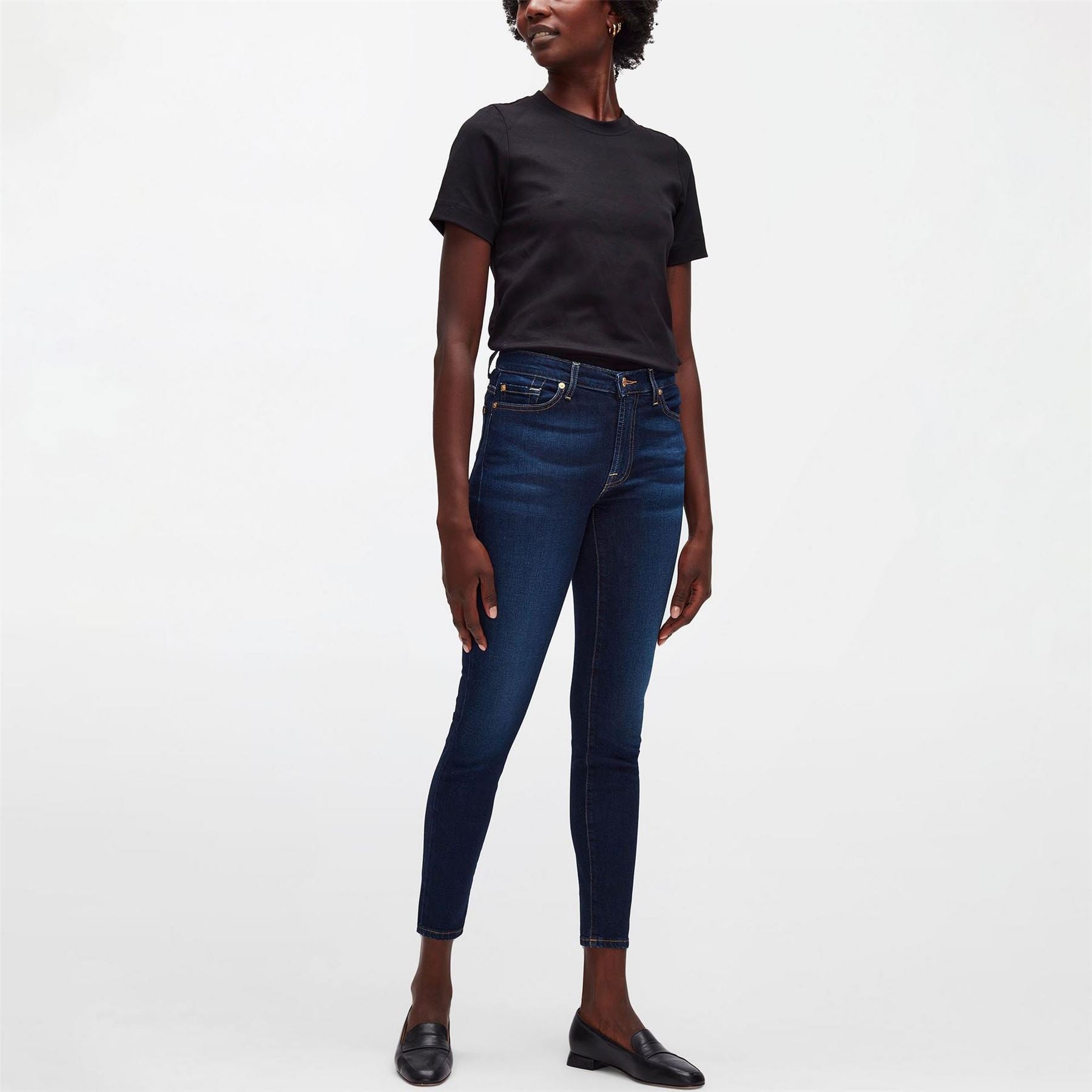 7 For All Mankind High Waisted Cropped Skinny Jeans