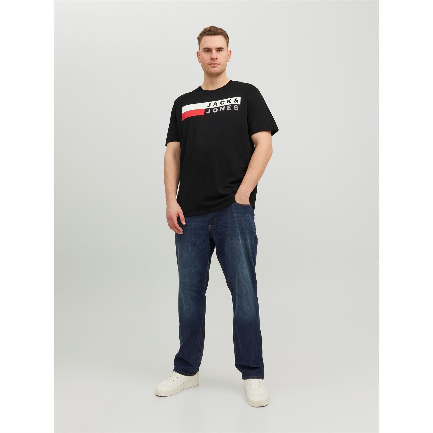 Jack and Jones Mens Short Sleeve Logo T-Shirt Plus Size