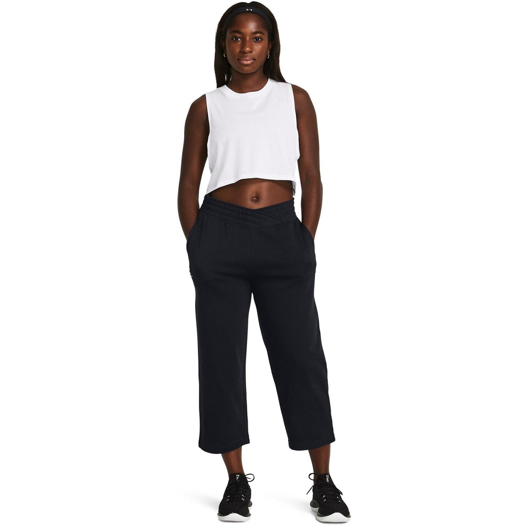 Under Armour Womens Armour Ua Rival Terry Crop Wide Leg Tracksuit Bottom