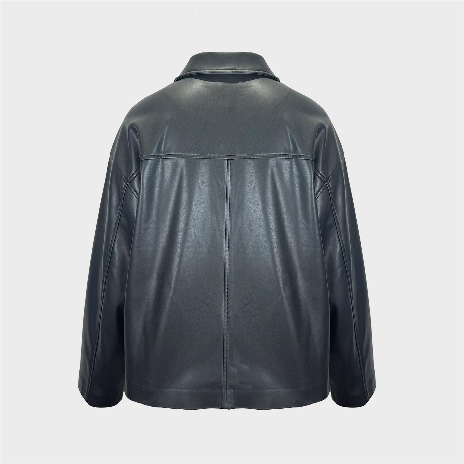 Jack Wills Faux Leather Full Zip Long Sleeve Bomber Jacket