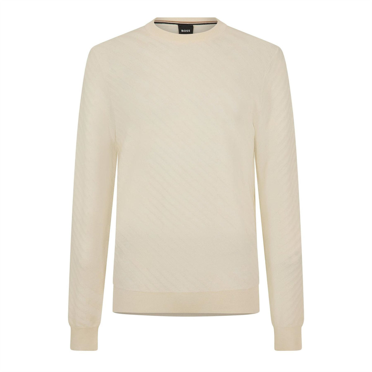 Boss Crew Neck Ribbed Collar Long Sleeve Sweater