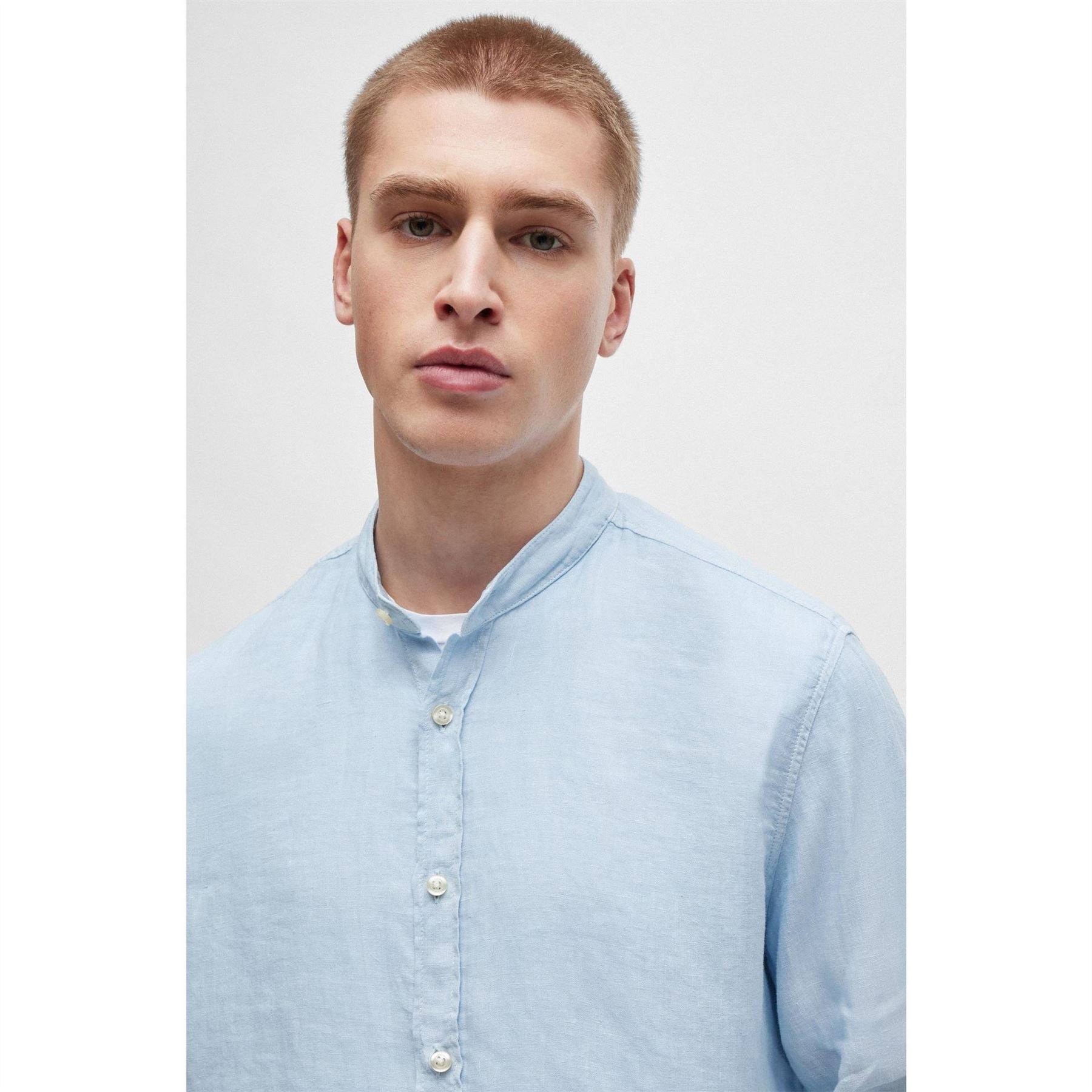 Boss Band Collar Long Sleeve Regular Fit Shirt