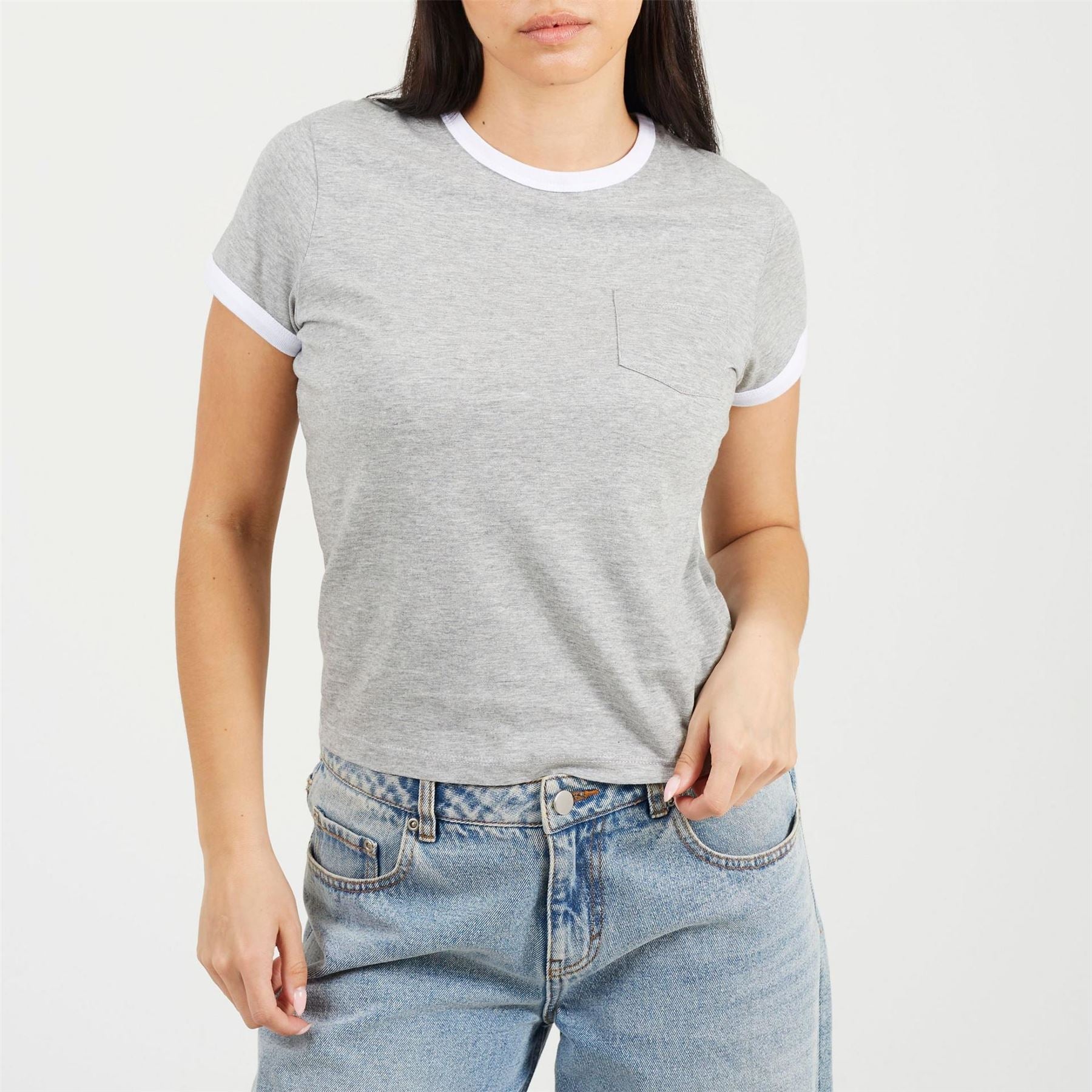 Brave Soul Sleeve Chest Pocket T Shit With Contrast Neck And Sleeve Rib