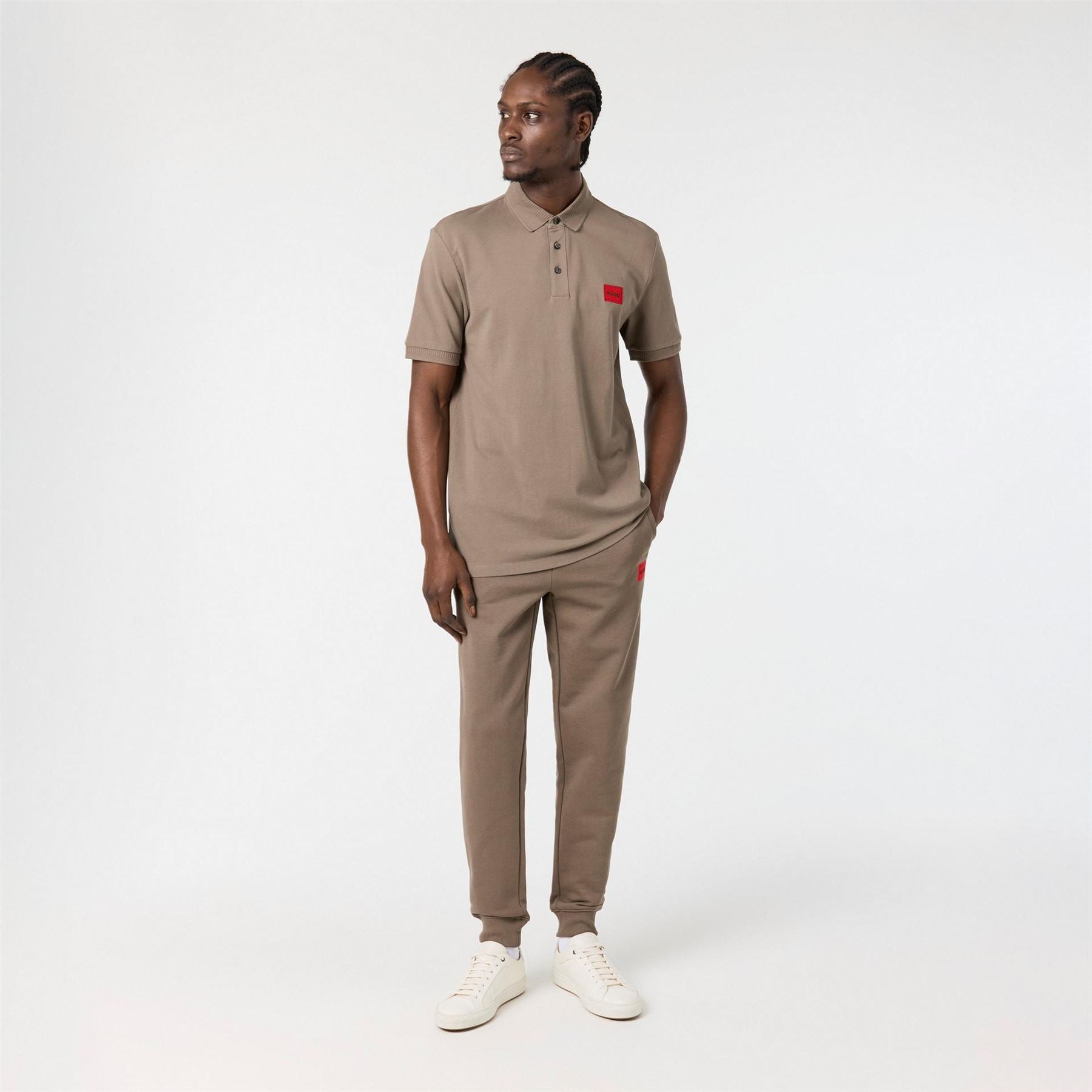 Hugo HUGO Deruso Short Sleeve Polo Shirt with Logo Detail and Ribbed Collar   Premium Cotton