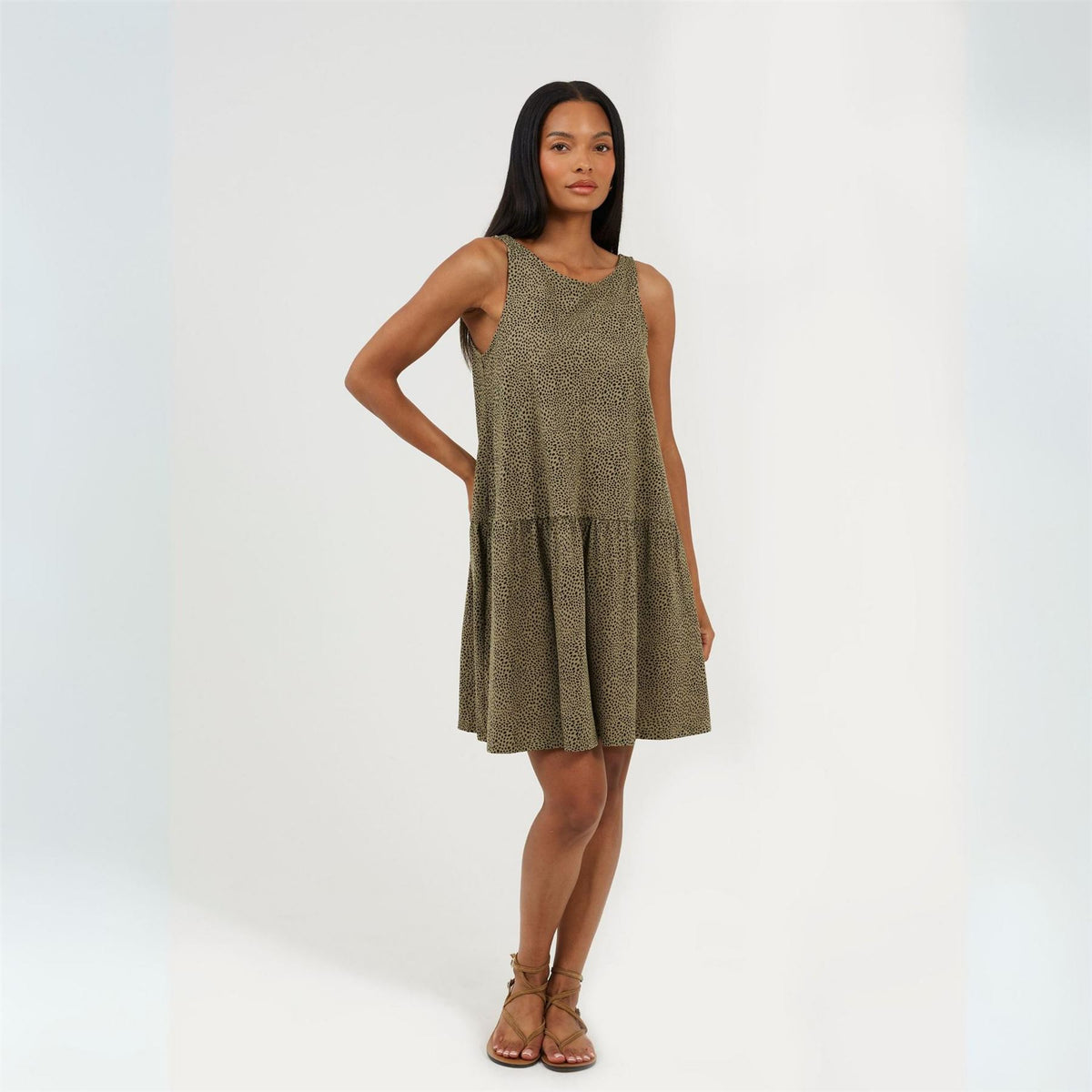 Brave Soul V-Neck Sleeveless Mini Tiered Dress