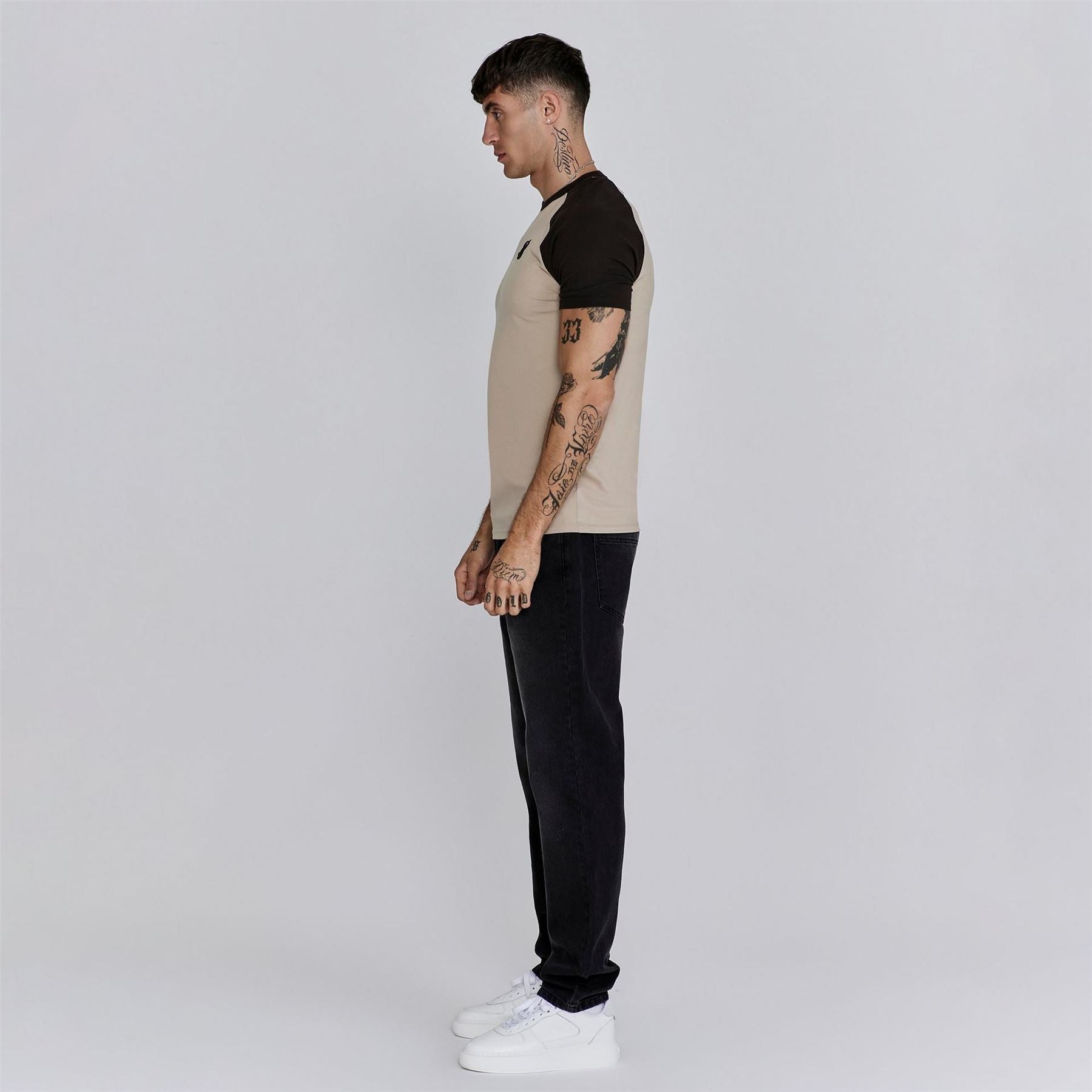 SikSilk Raglan Regular Fit Crew Neck T-Shirt