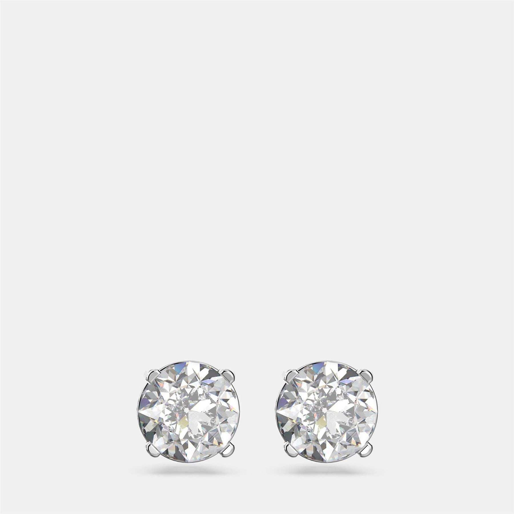 Swarovski Attract Stud Earrings, Round Cut, White, Rhodium Plated