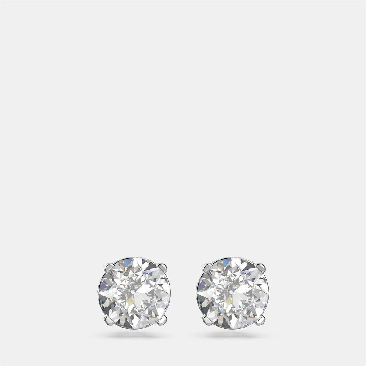 Swarovski Attract Stud Earrings, Round Cut, White, Rhodium Plated