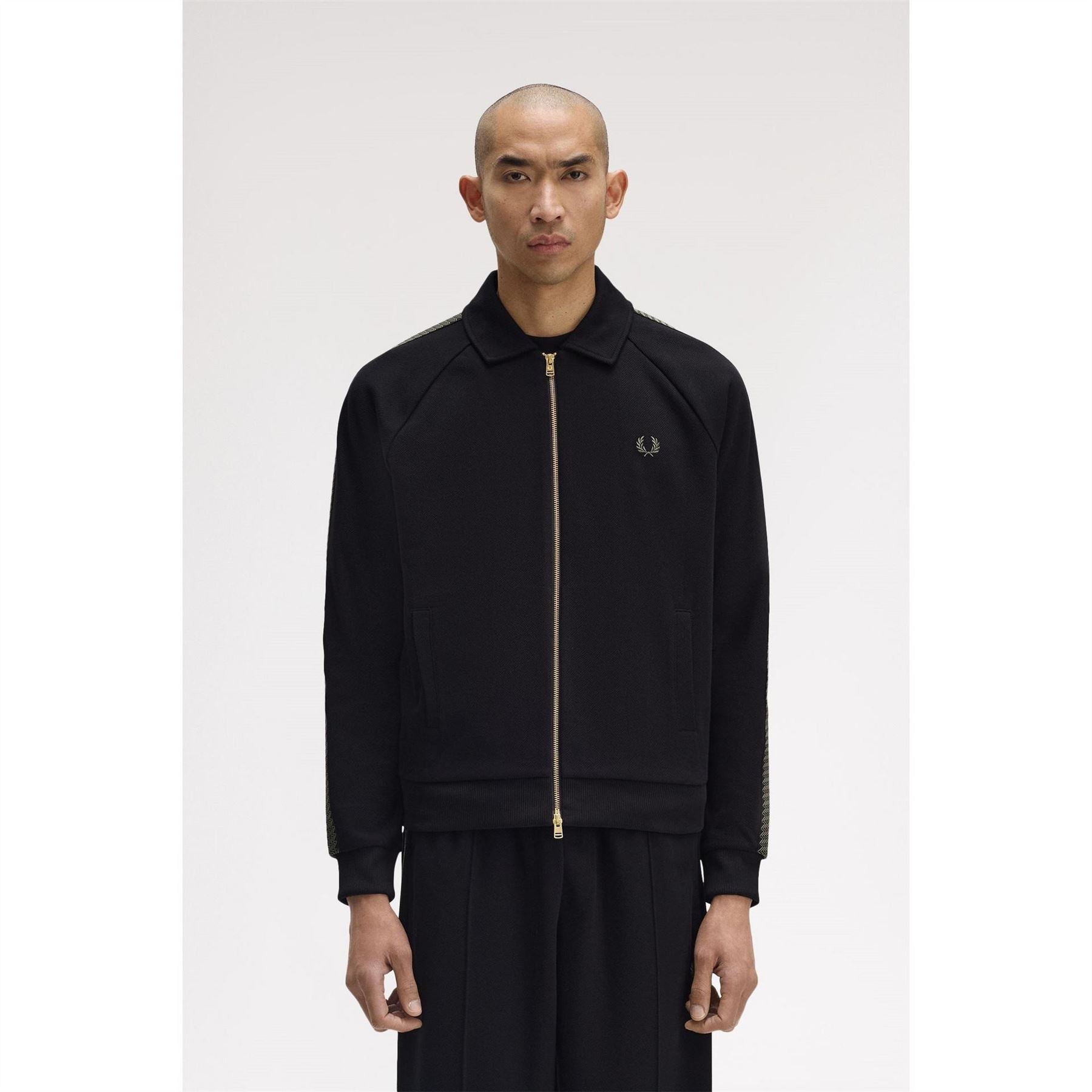 Fred Perry Side Tape Zip Through Ribbed Tracksuit Top
