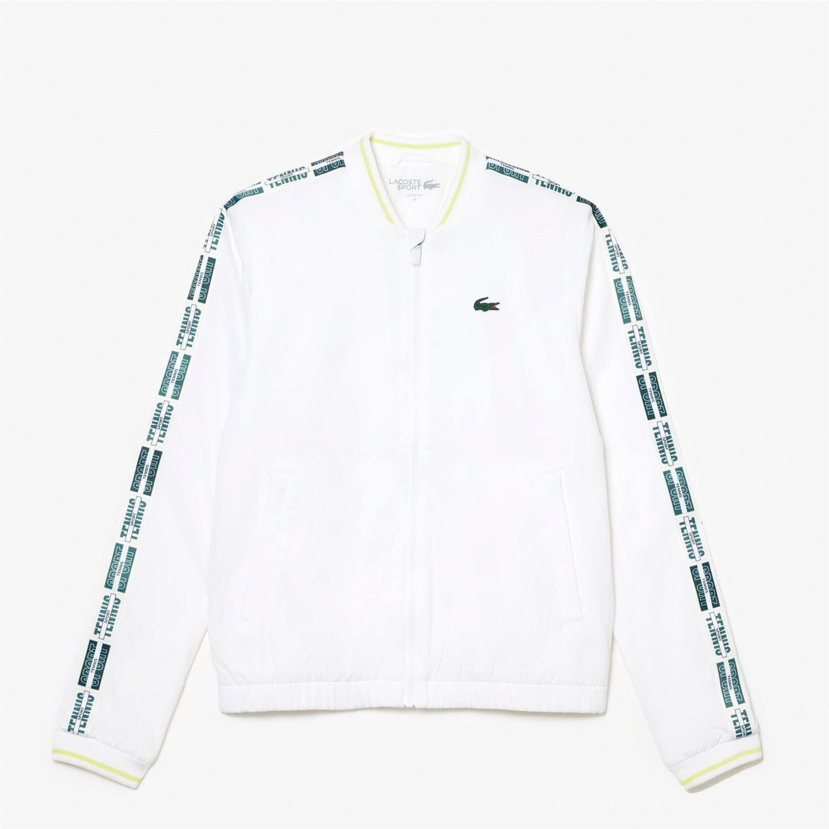 Lacoste Crocodile Logo Lacoste Lettering Crew Neck Bomber Collar Athletic Top