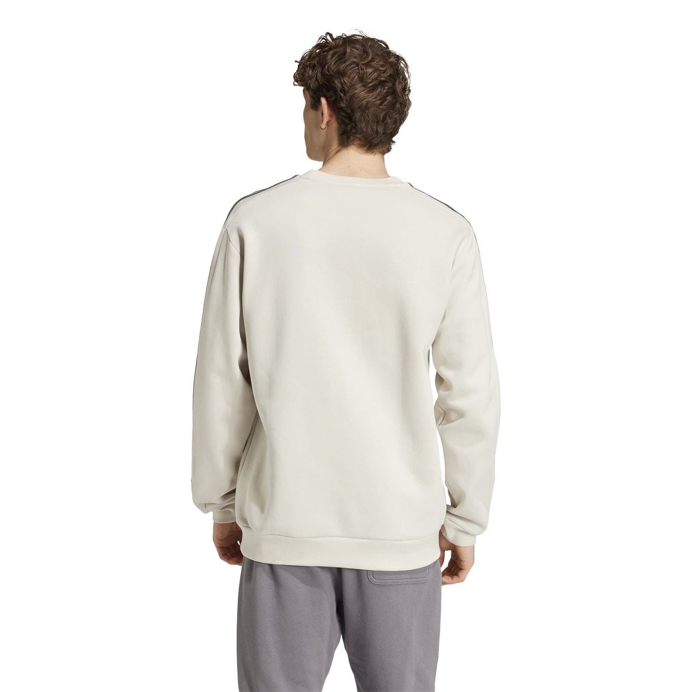 adidas Mens Essentials Crew 3 Stripes Pullover Sweatshirt