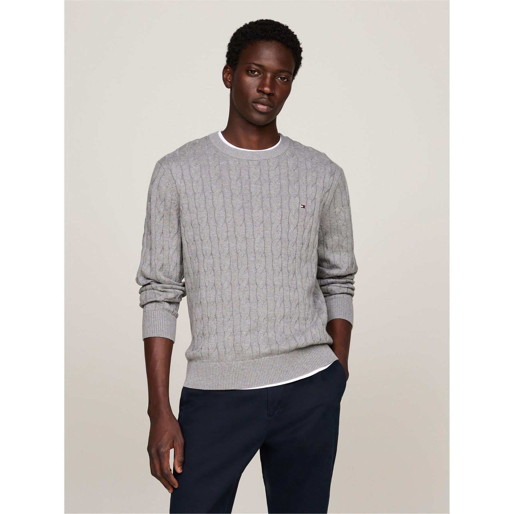 Tommy Hilfiger Hilfiger Classic Cotton Cable Crew Neck
