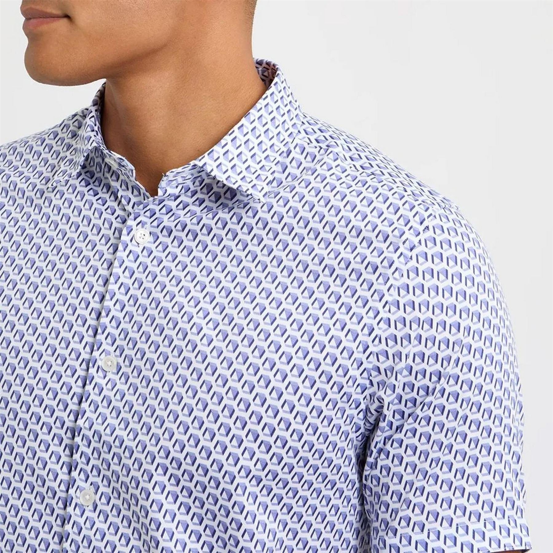Ted Baker Geo Geographic Print Regular Fit Short Sleeve Shirt