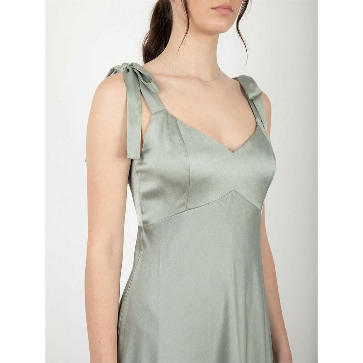 Maya Deluxe Tie Shoulder Satin Maxi Bridesmaid Dress
