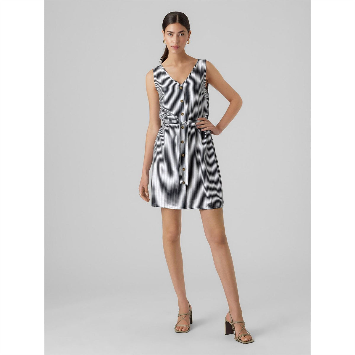 Vero Moda Stripped V-Neck Mini A-Line Dress