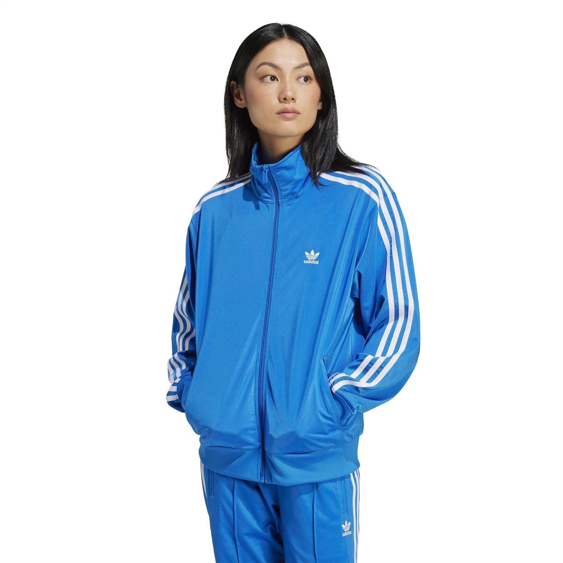 adidas Originals Firebird Three Stripes High Neck Ribbed Cuff Track Jacket