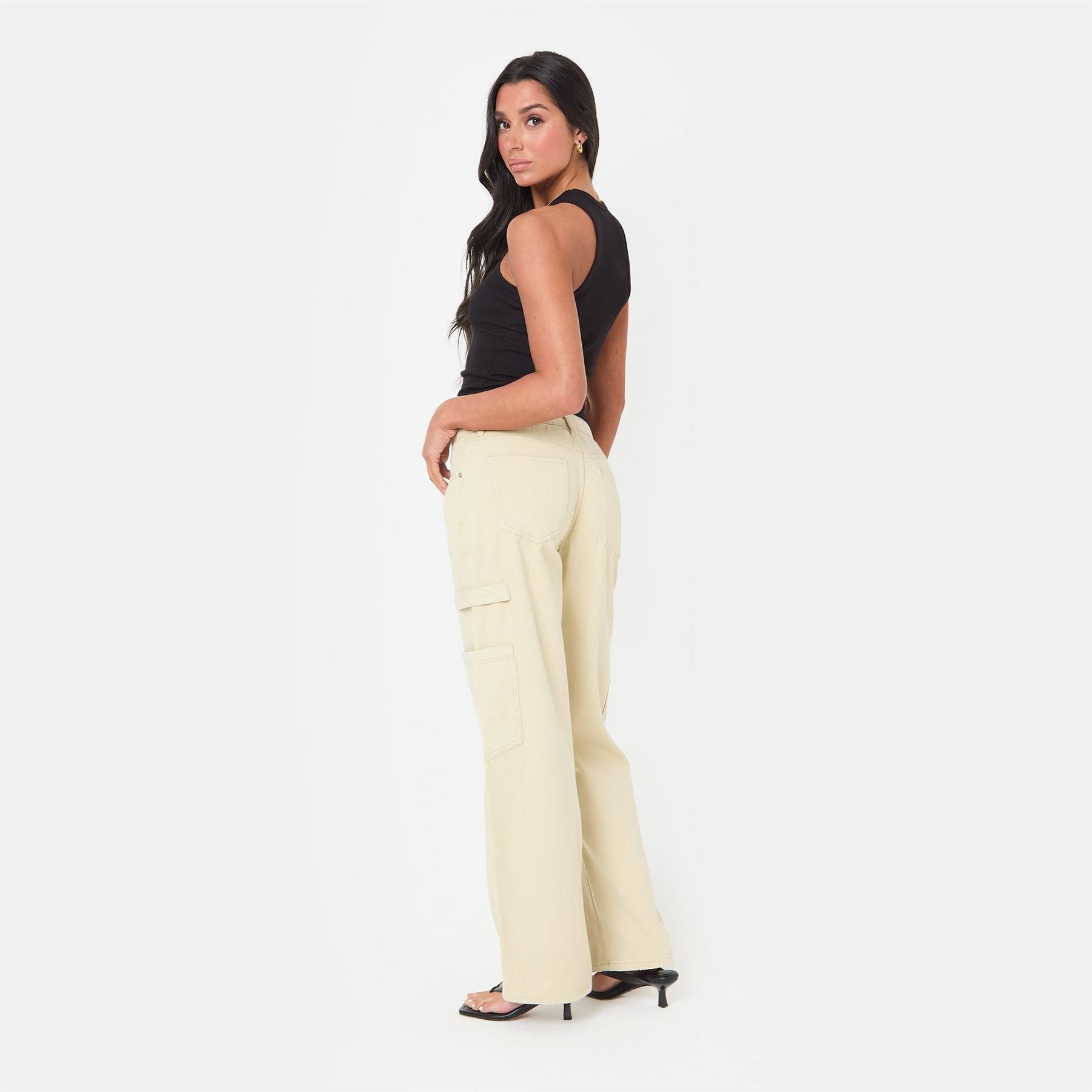 I Saw It First Rise Pocket Detail Wide Leg Jeans