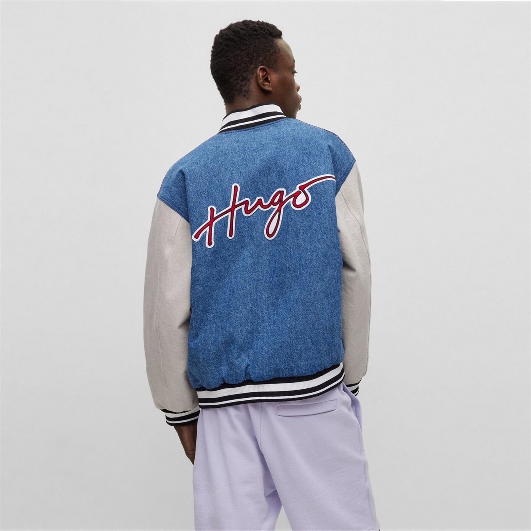 Hugo Solid Patterned Denim Jacket