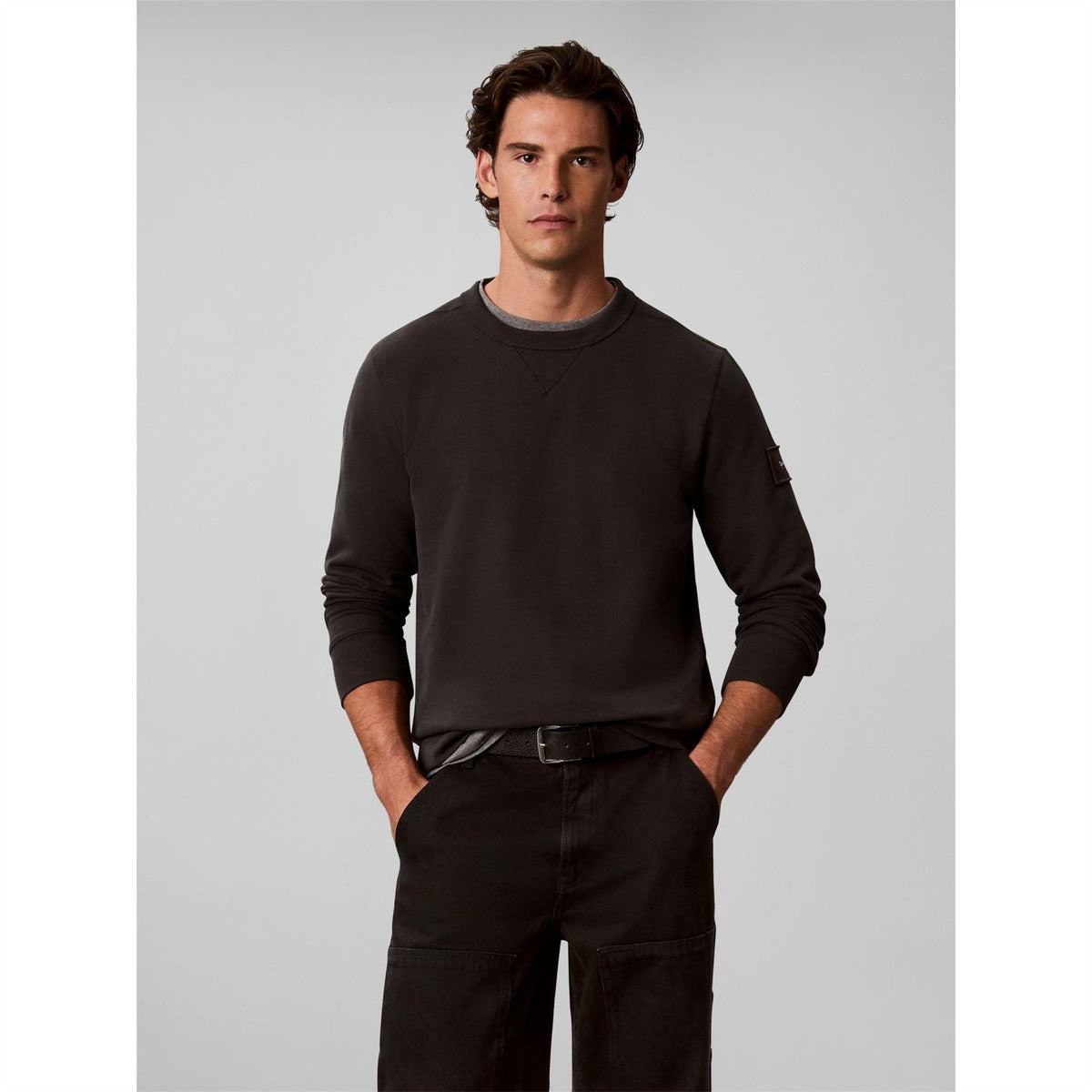 Calvin Klein Jeans Sleeve Badge Cotton Crew Neck Sweatshirt
