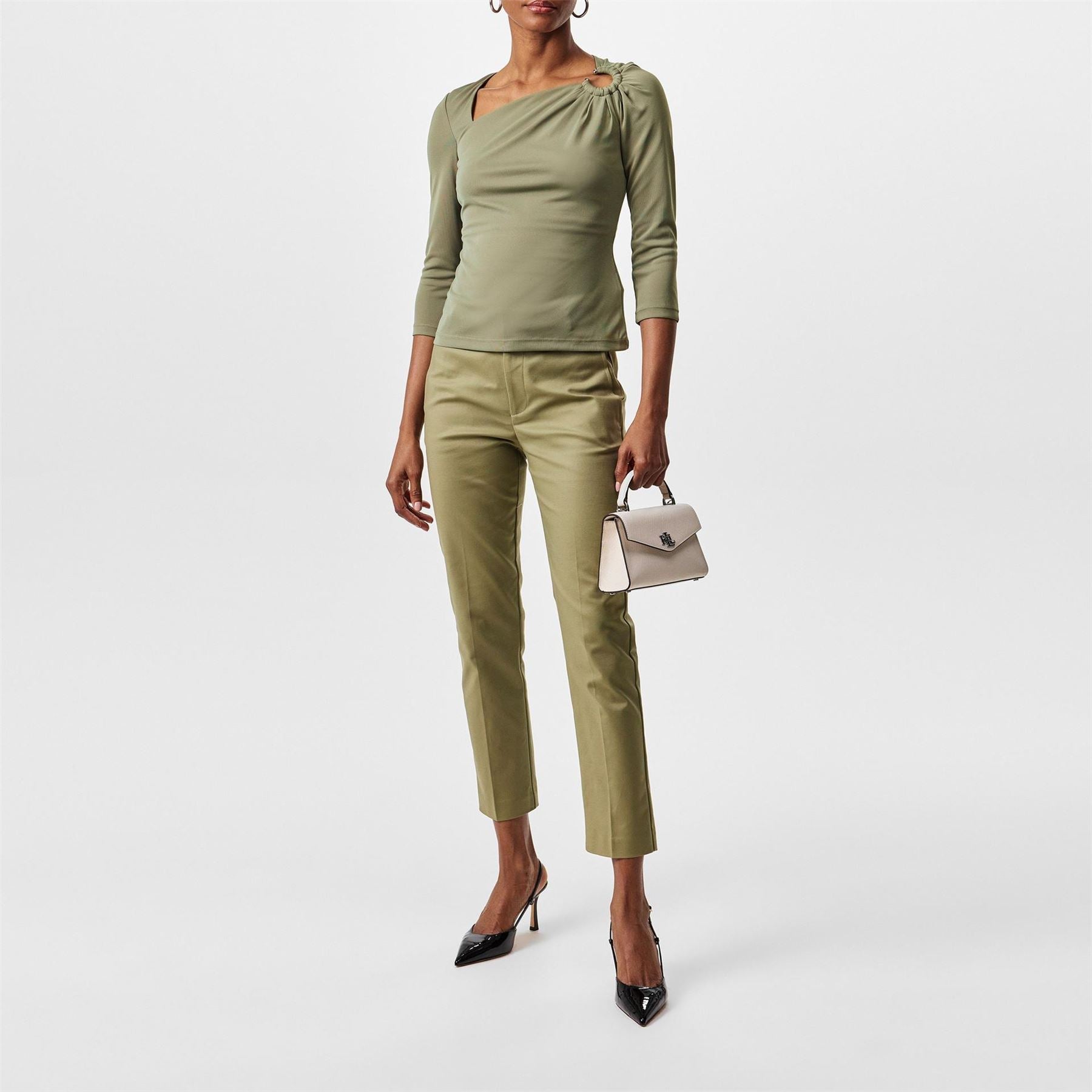 Lauren by Ralph Lauren Slim Fit Asymmetric Long Sleeve T-Shirt