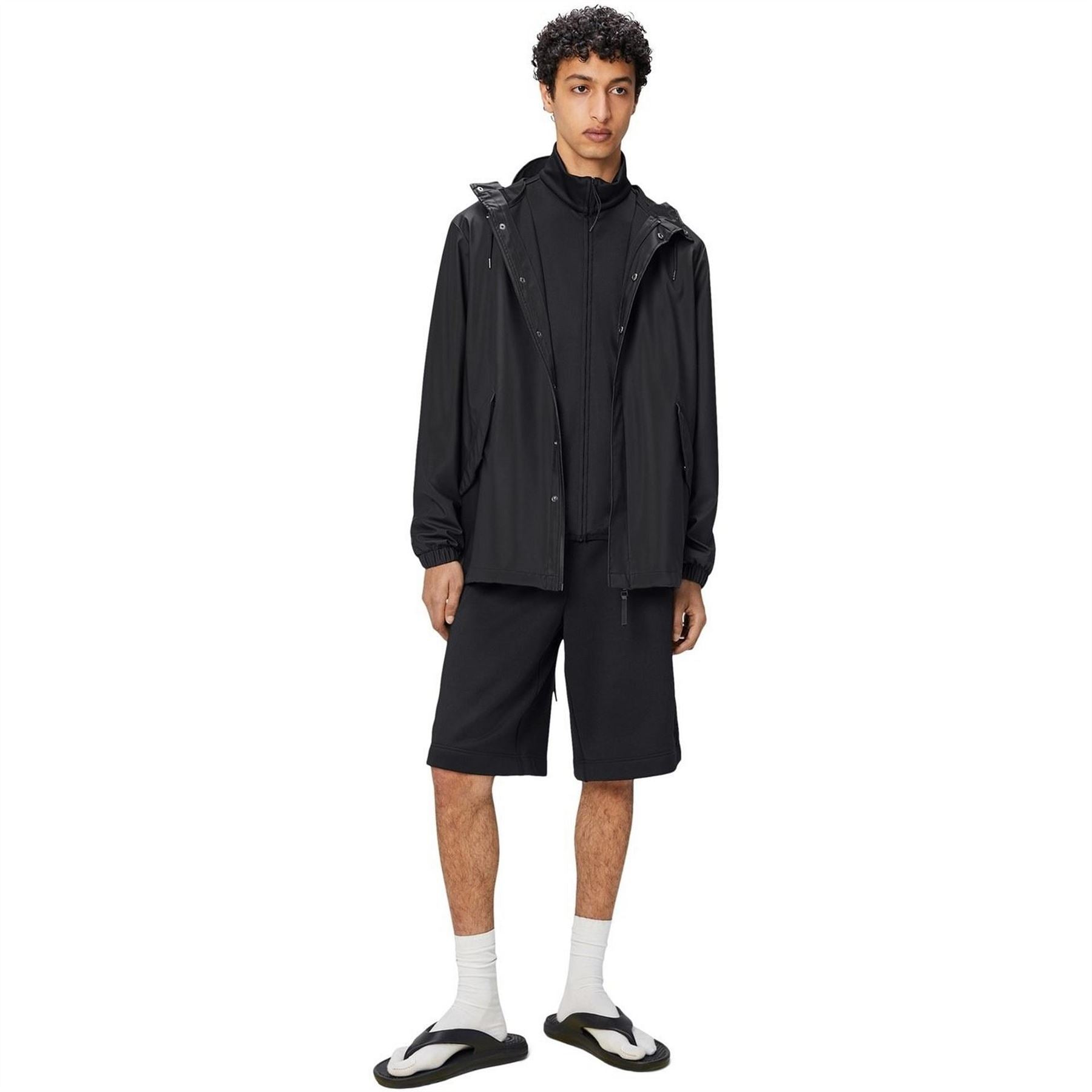 Rains Hooded Fishtail Solid Patterned Rain Jacket