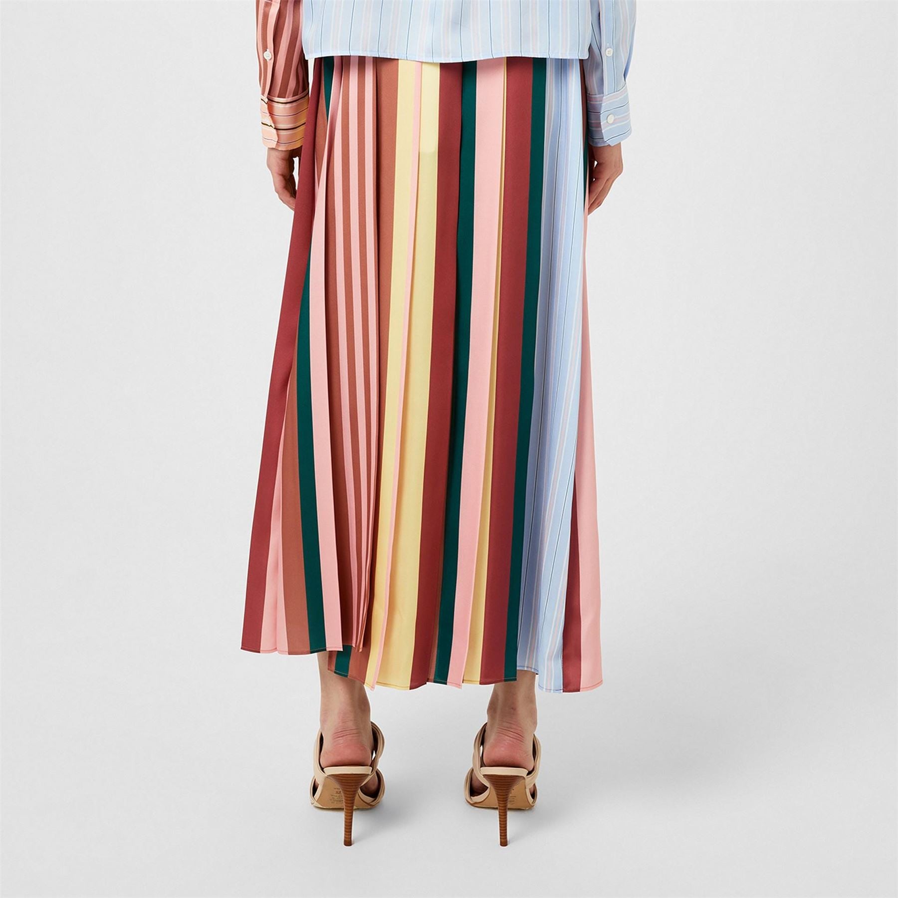 Weekend Max Mara Fagus Pleated Stripe A Line Skirt