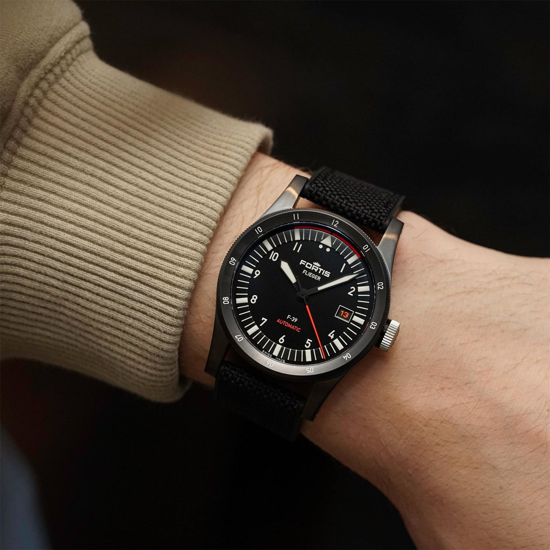 Fortis Flieger Swiss Automatic Stainless Steel Water Resistant Auto Analogue Watch