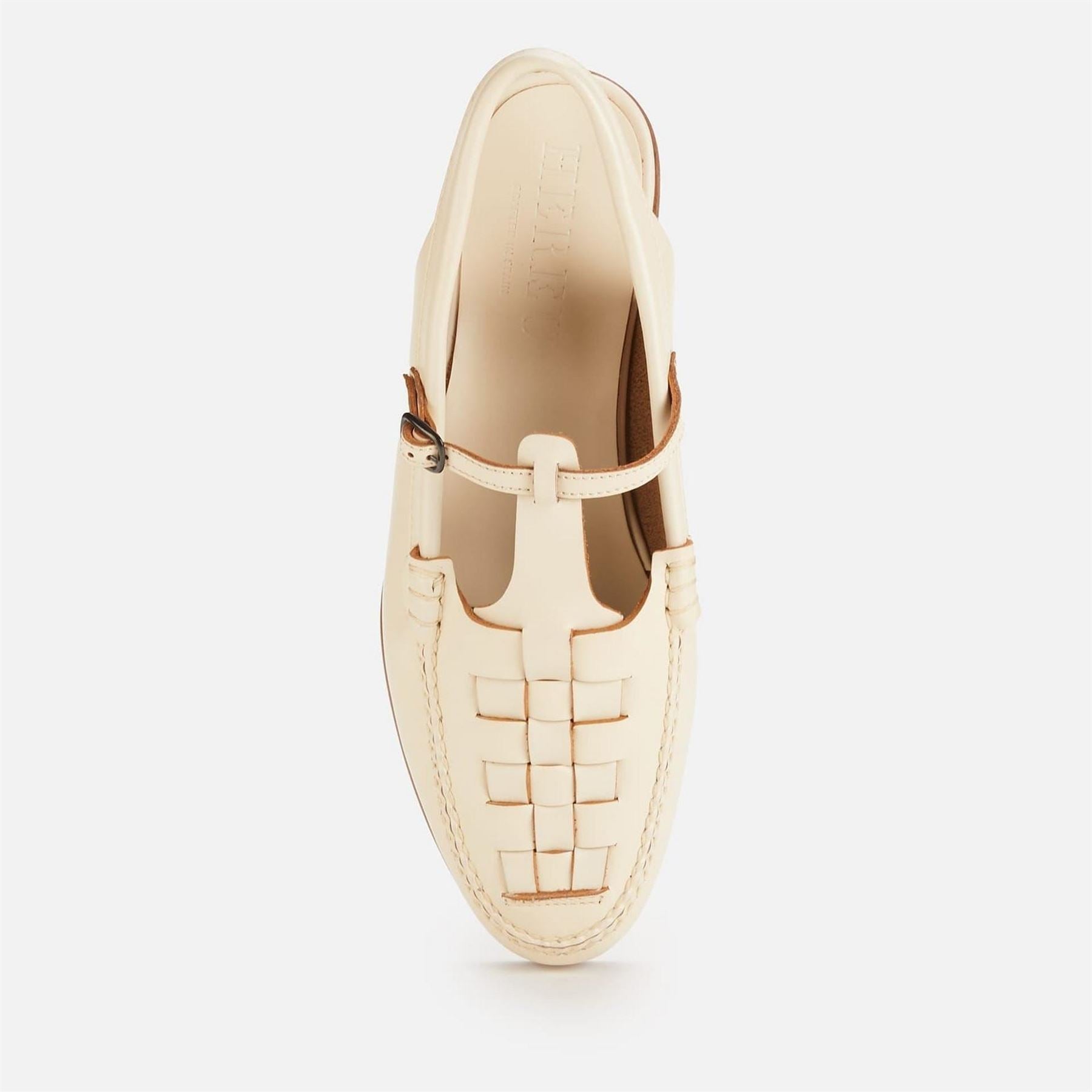 Hereu Leather T Bar Sling Back Flats